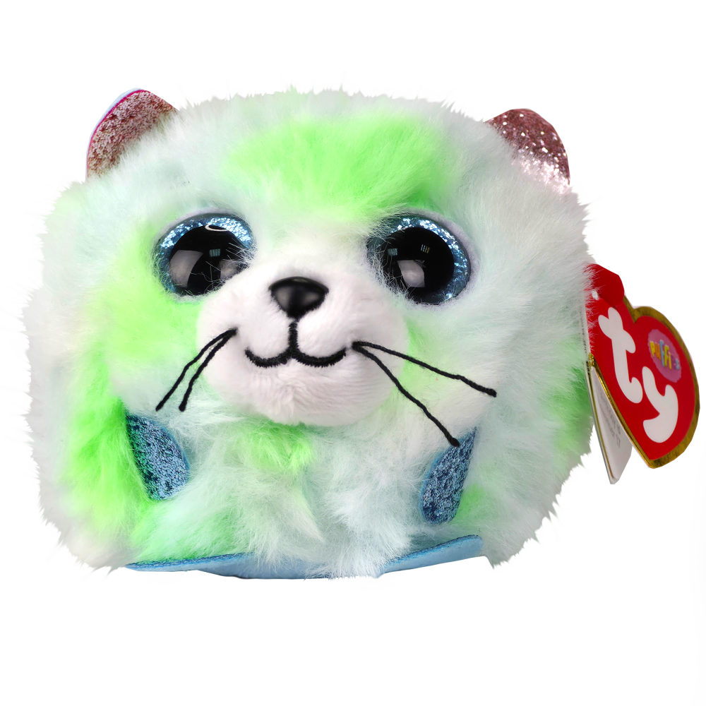 Мягкая игрушка TY BALL Зелёный котёнок Evie, 10 см