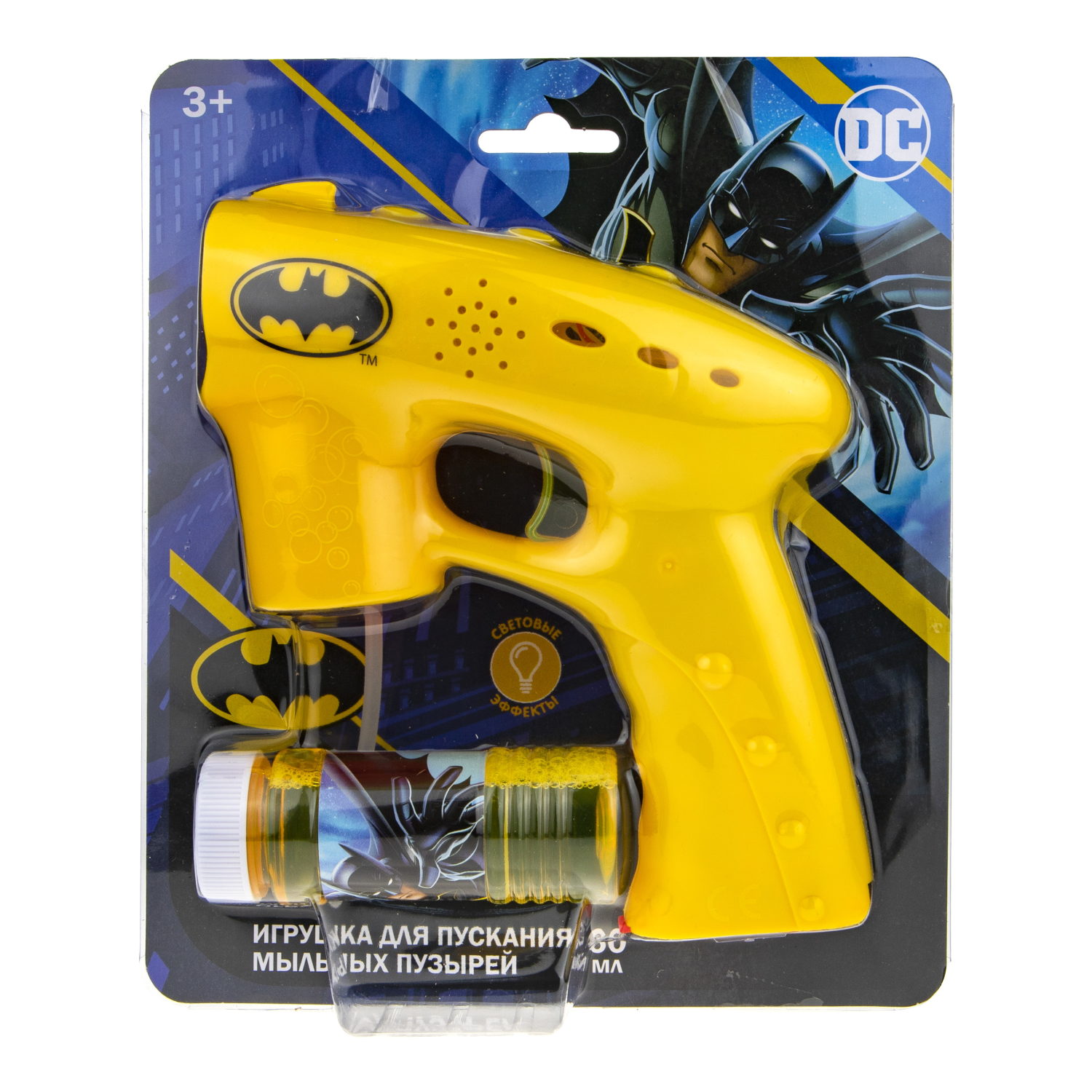 Мыльные пузыри 1TOY Batman пистолет на батарейках 60 мл, световые эффекты
