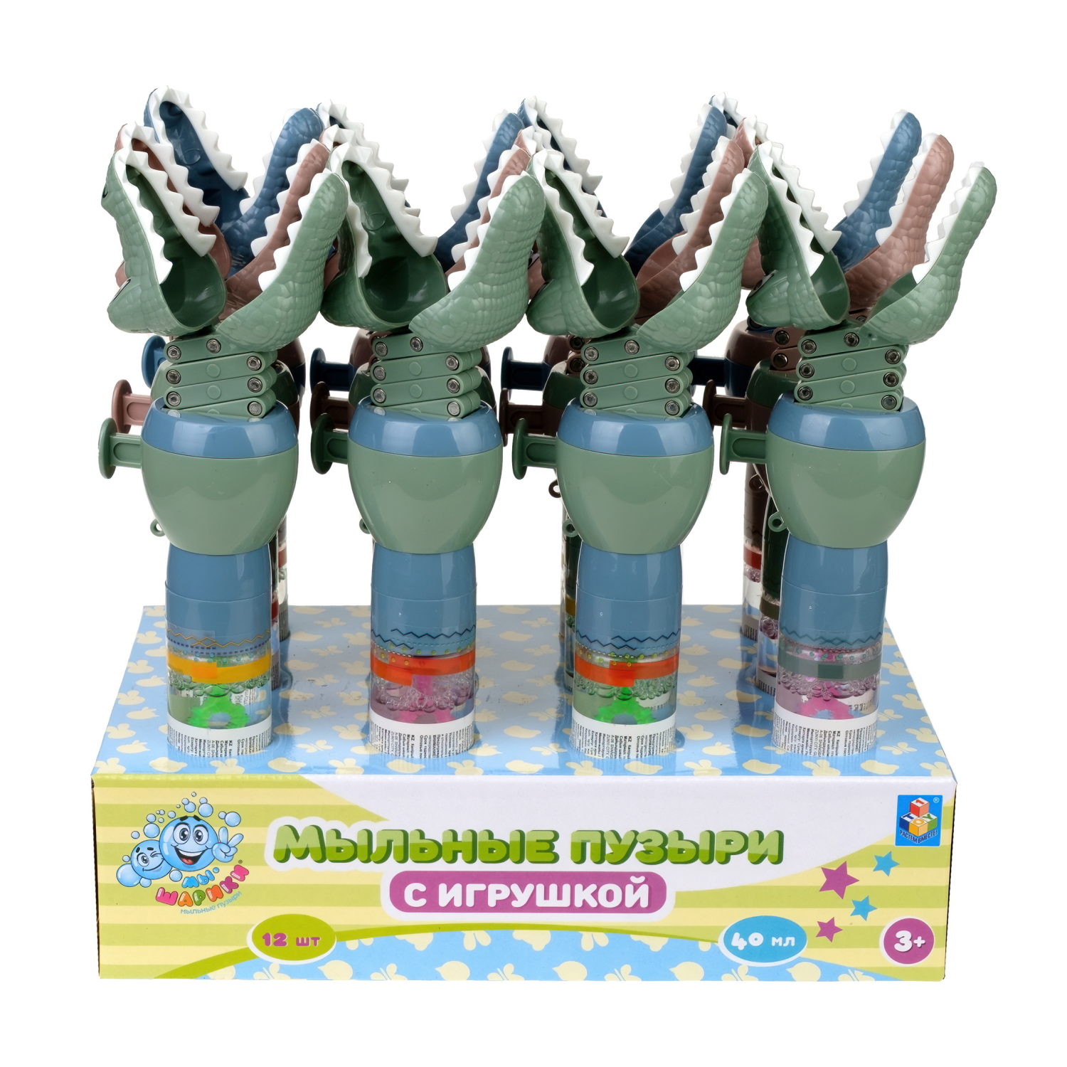 Мыльные пузыри 1TOY Мы-шарики! колба с игрушкой-хваталкой крокодил 40 мл