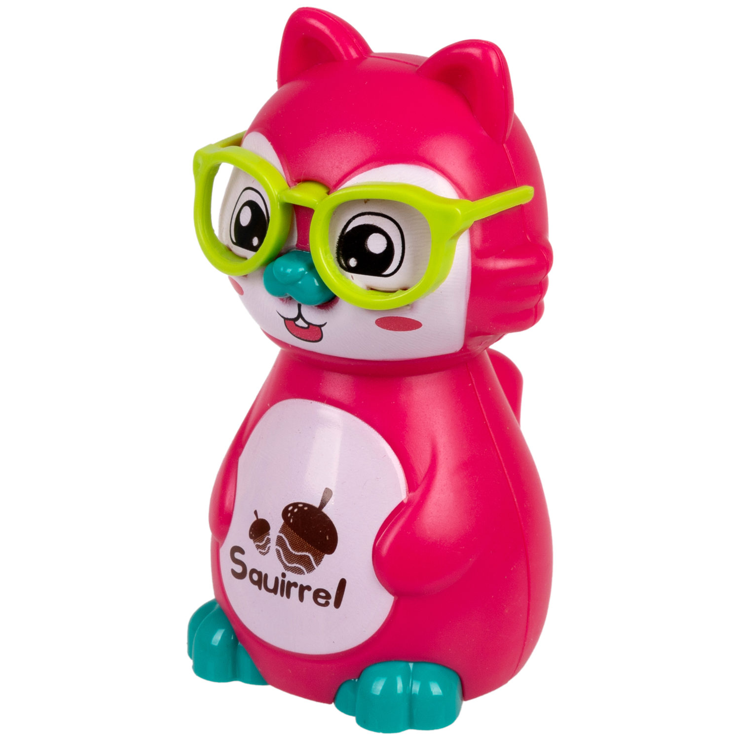 Игрушка детская 1TOY Покатушки Весёлая Белка, инерционная, работает без батареек, розовая