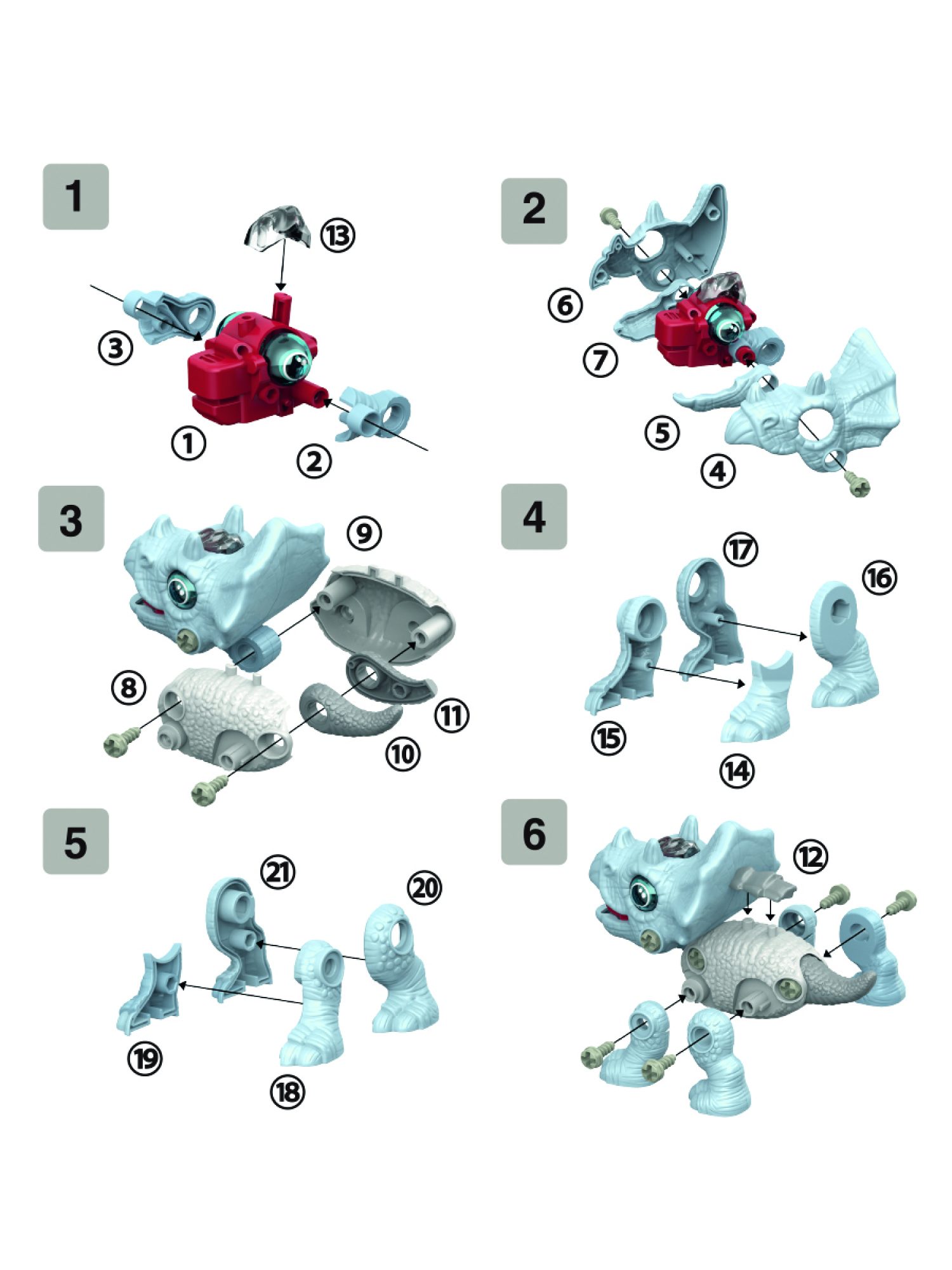 Интерактивная игрушка динозавр 1toy RoboLife Трицератопс, детская, музыкальная, конструктор, робот, со световыми эффектами, для девочек и мальчиков