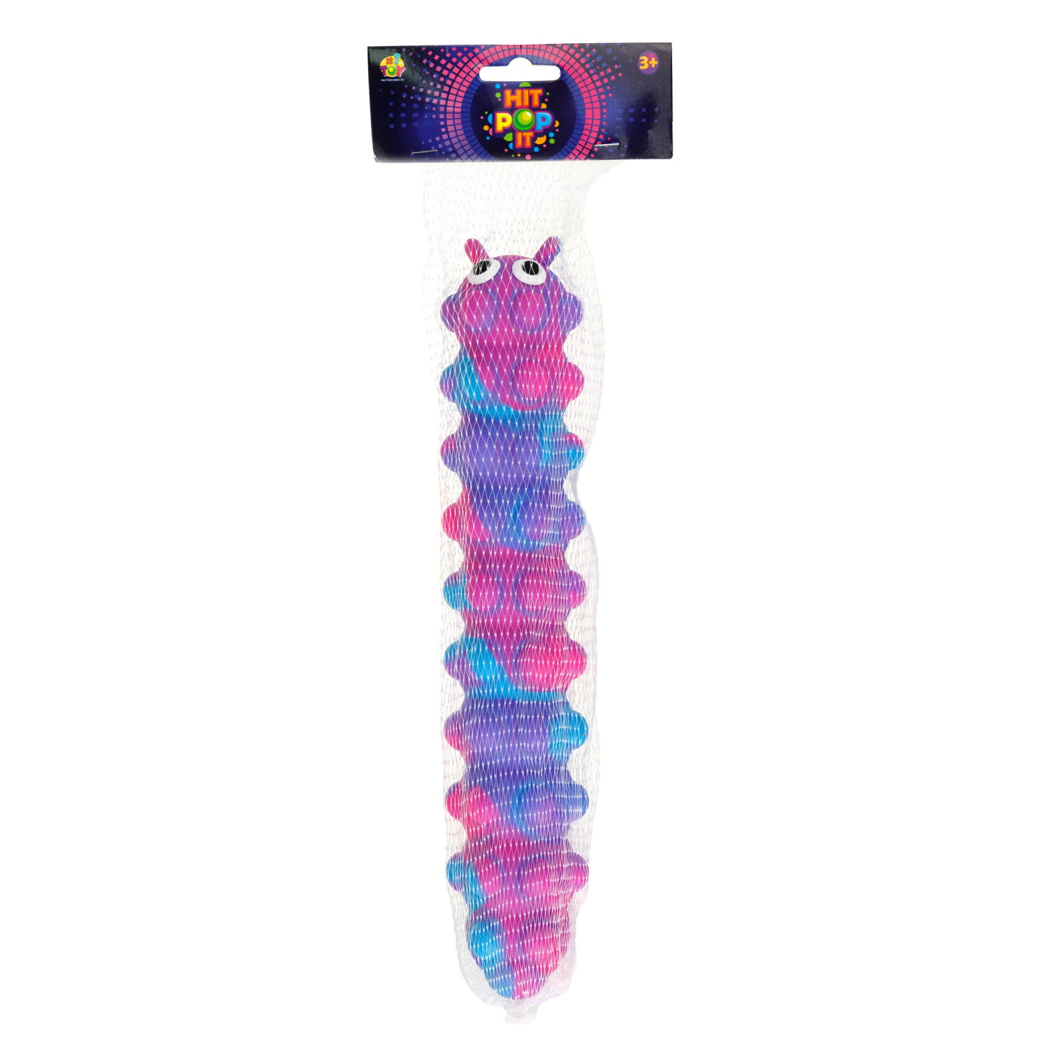1toy Жмяка Hit Pop It "Гусеница" на присосках 26,5х4,8х3,8 см, 4 вида, 12 шт. в д/б