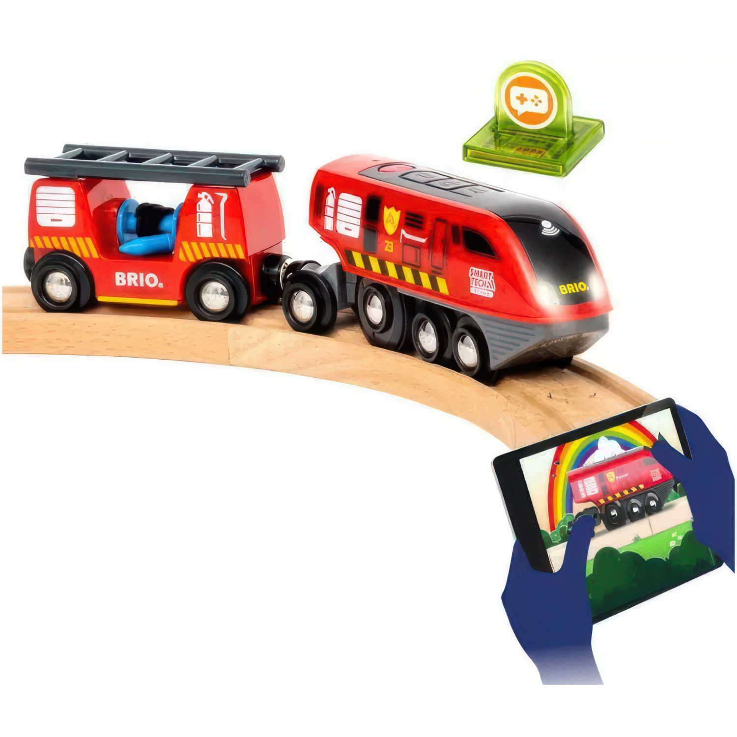 Деревянная железная дорога BRIO "Пожарный спасатель",звук, 41 деталь