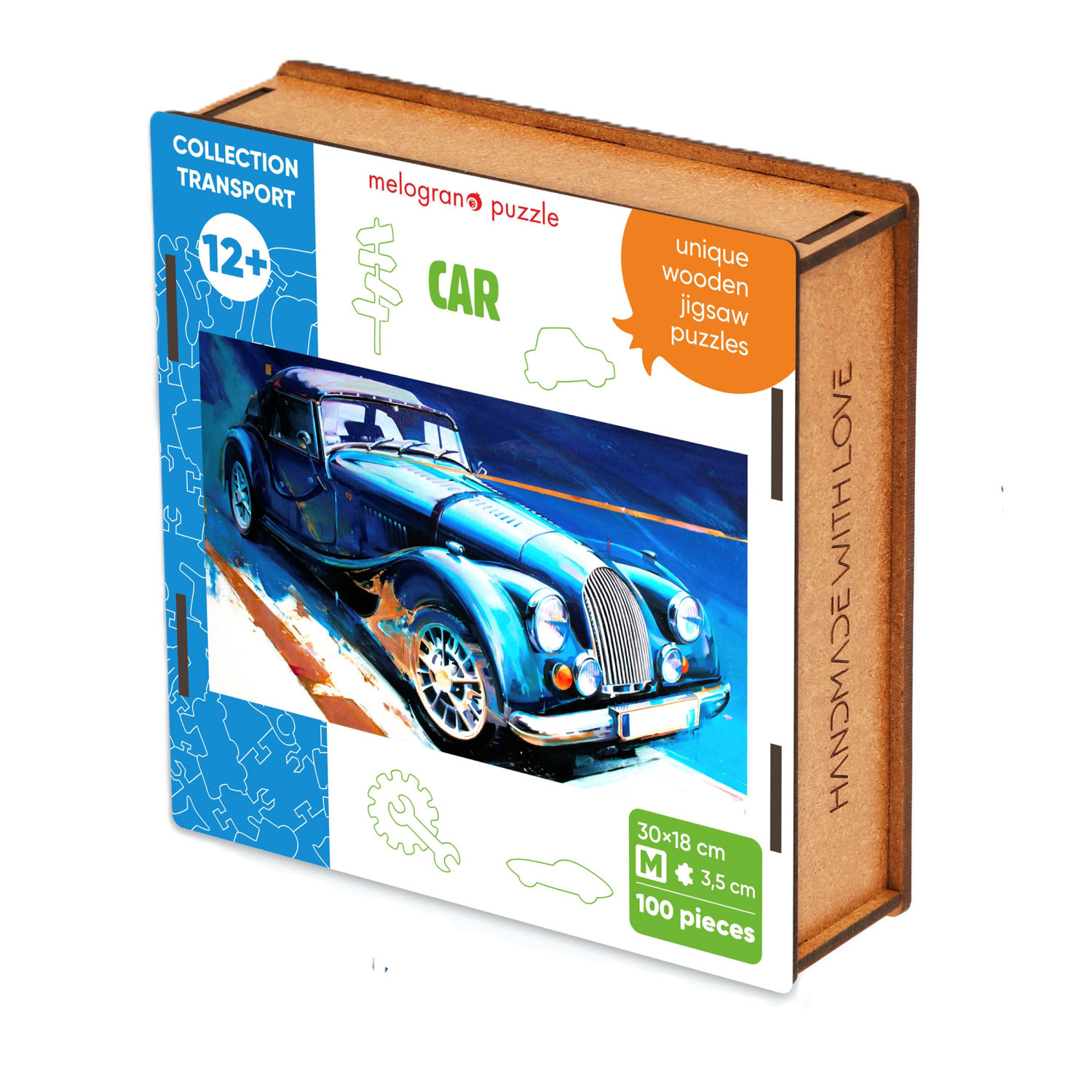 Деревянные пазлы Collection Transport Автомобиль классический, 100 деталей, 30х18 см