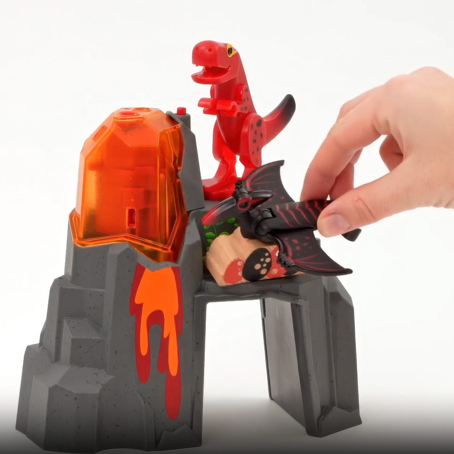 Динозавр и извергающийся вулкан BRIO со светом, звуком, паром, для деревянной железной дороги