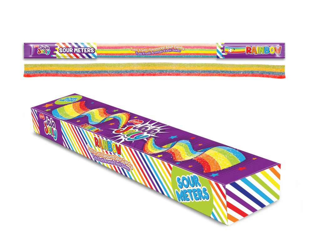 JOJO JELLY Кислые ленты тутти фрутти жевательный мармелад, блок 48 шт. (15г х 48 х 12)