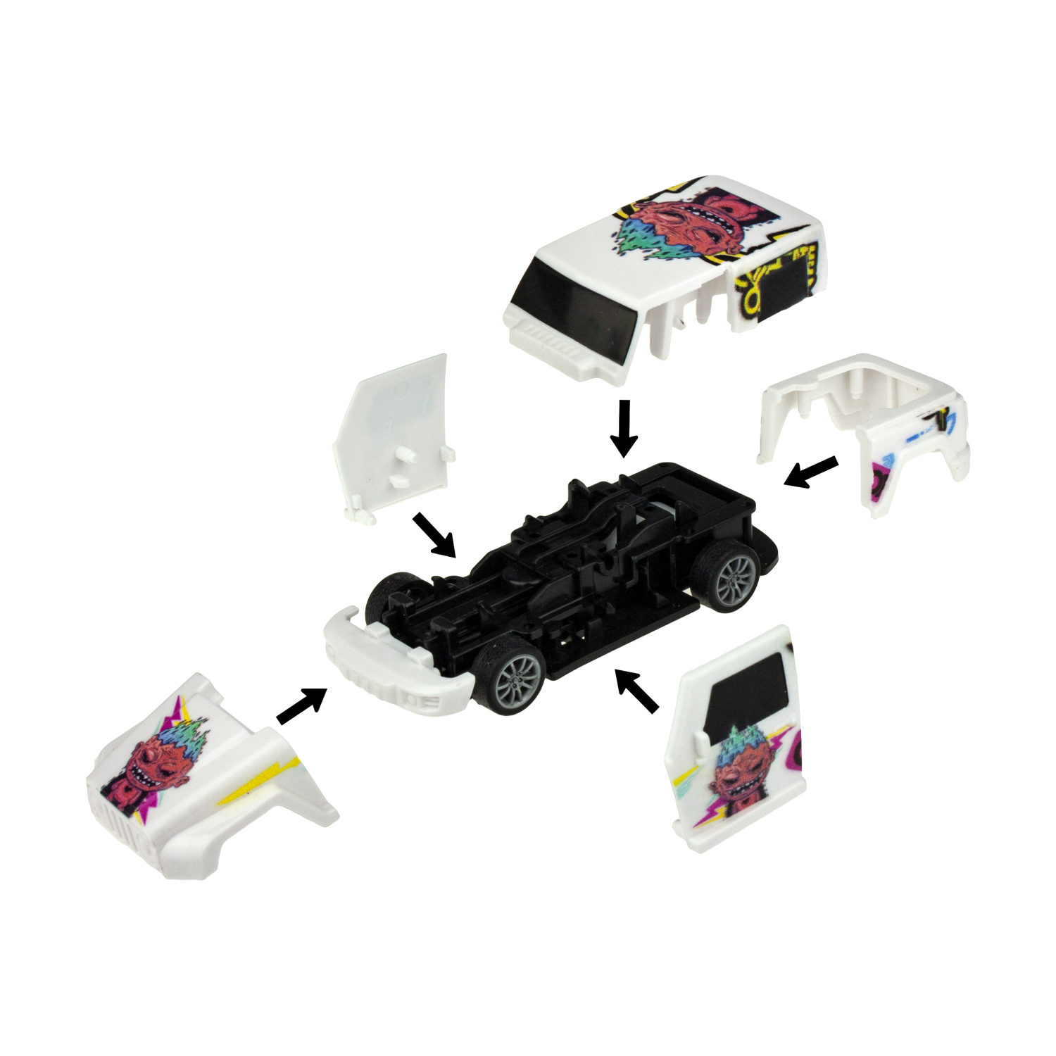 Машинка инерционная 1TOY CrashFest Sabotage 2в1, разборная, гоночная, спортивная, 10 см