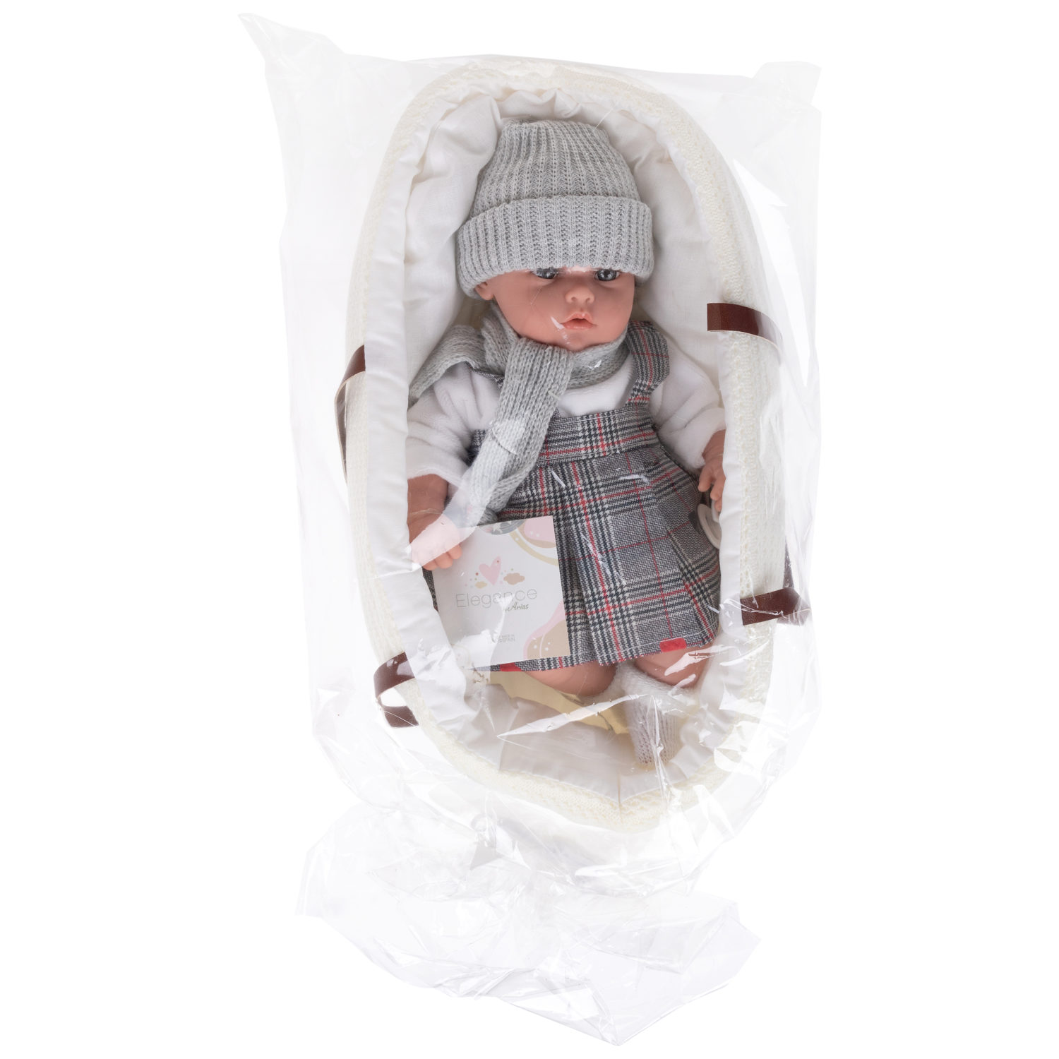 Кукла с люлькой Arias ELEGANCE NIA 33 cм, мягконабивная, с аксессуарами