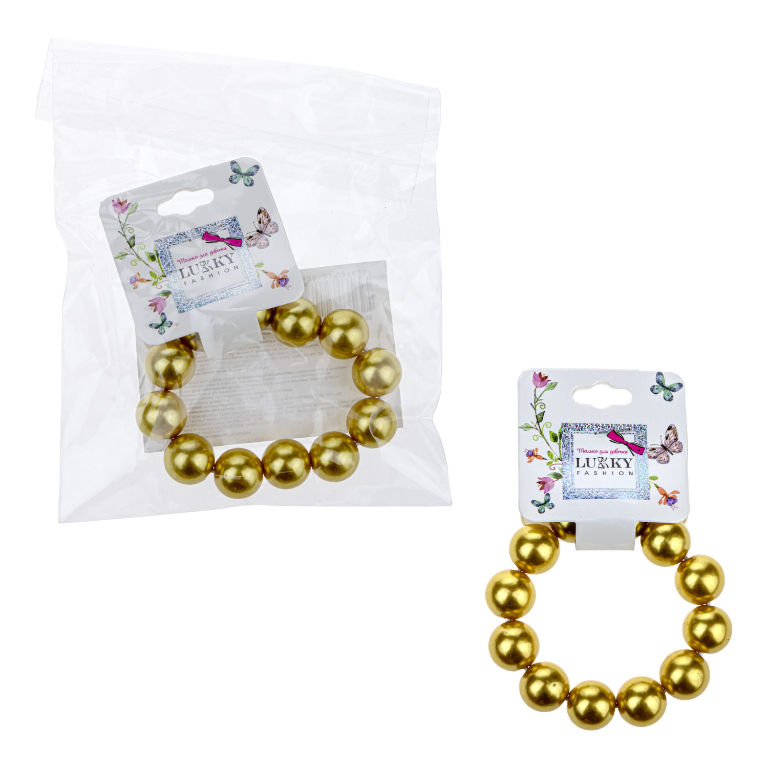 Lukky Fashion резинка жемчужины, D 7мм (сереб, золот, розов)