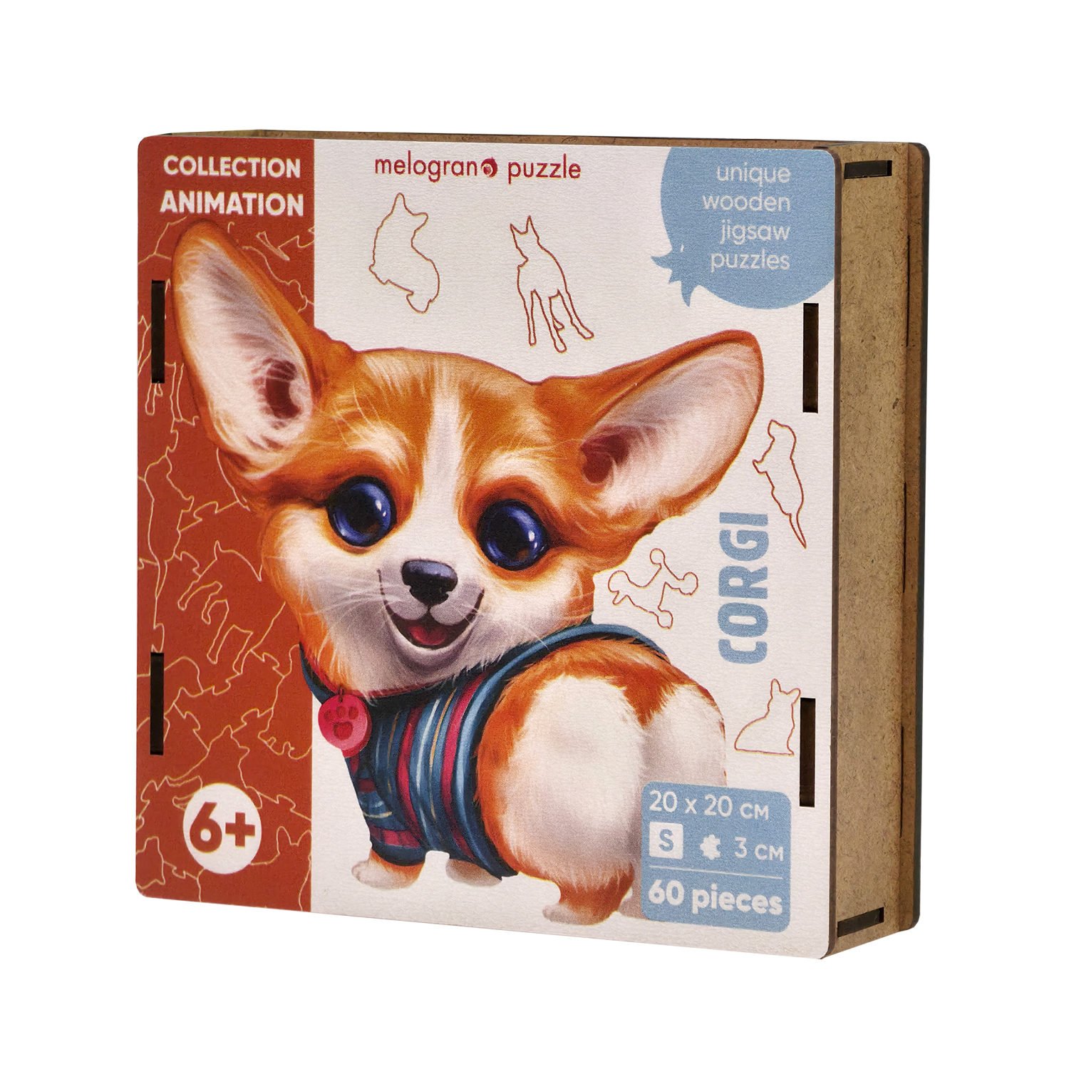 Деревянные пазлы Collection Animals Корги, 60 деталей