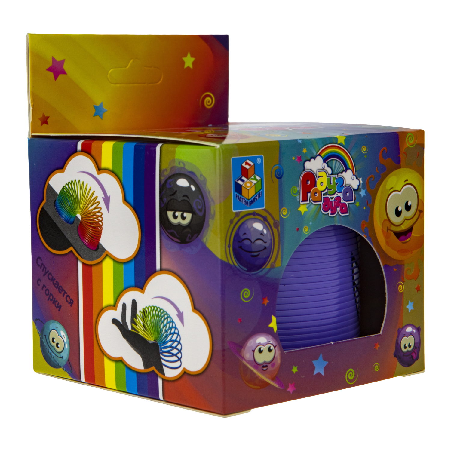 Пружинка радуга 1TOY «Радуга-дуга» Эмоции, 7,5*7,5 см, 6 видов в ассортименте