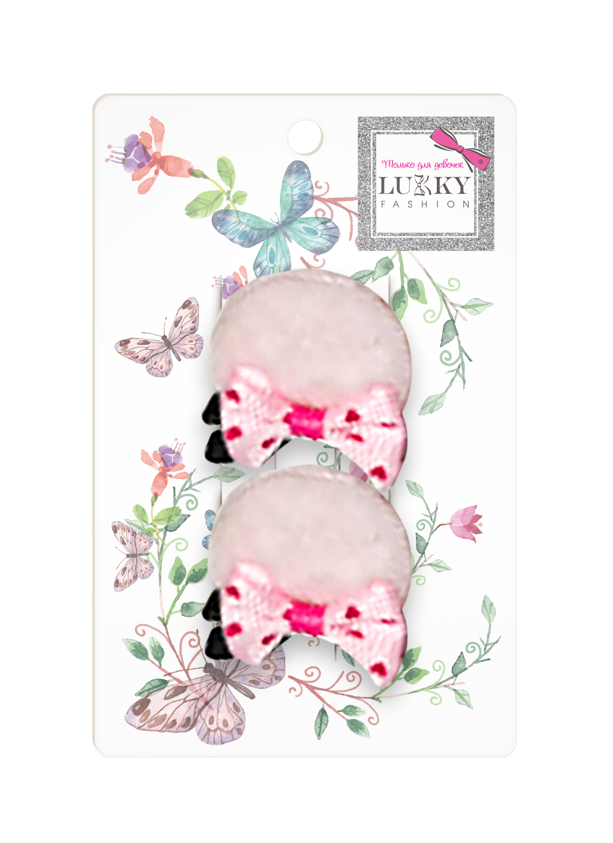 Заколки для волос Lukky Fashion Медвежьи ушки, детские, для девочки, зажимы, 3 цвета в ассортименте, набор 2 шт.