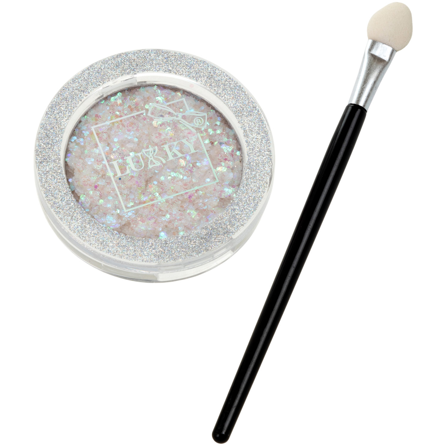 Lukky гель-тени д.век с блёстками и голограф.звёздочками,цвет белый, с аппликатором,1,7 г,блистер