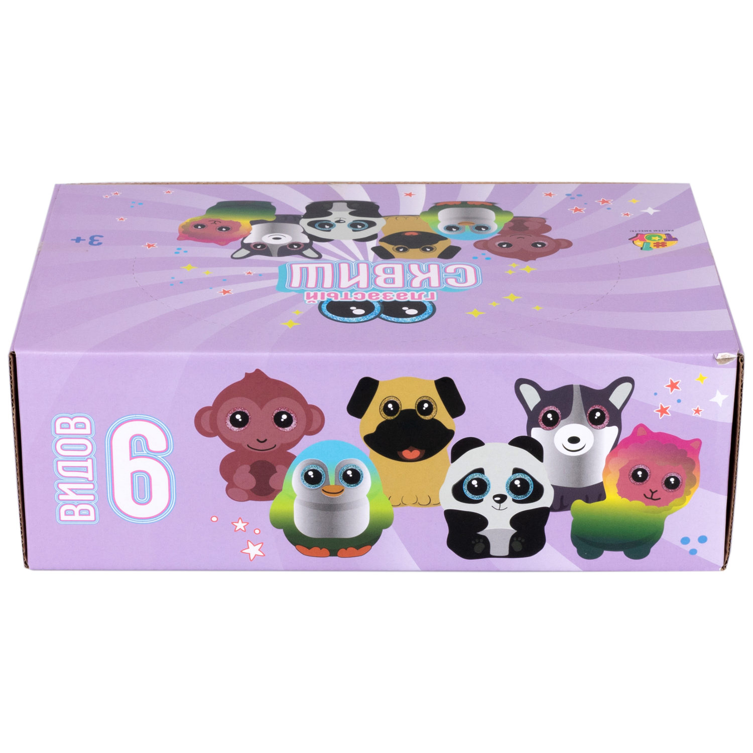 Глазастый сквиш 1TOY Животные, игрушка-антистресс для рук, жмякалка, 8-9 см, 6 видов в ассортименте