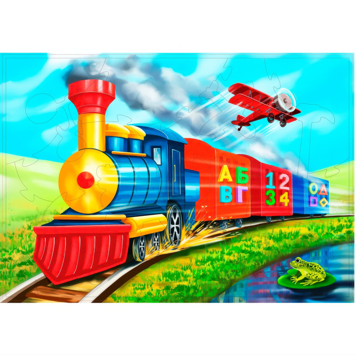 Деревянные пазлы Collection Transport Паровозик детский, 18 деталей