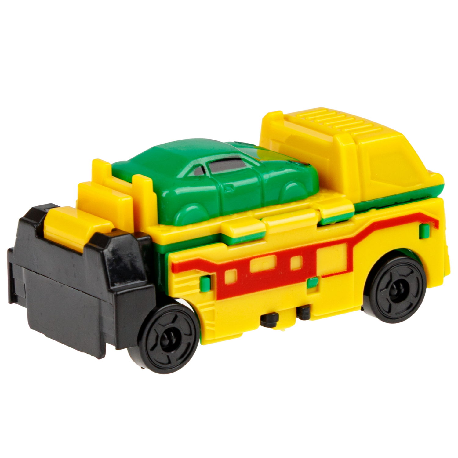 Машинка 2в1 1TOY Transcar Double: Автоплатформа - Дорожные работы, 8 см