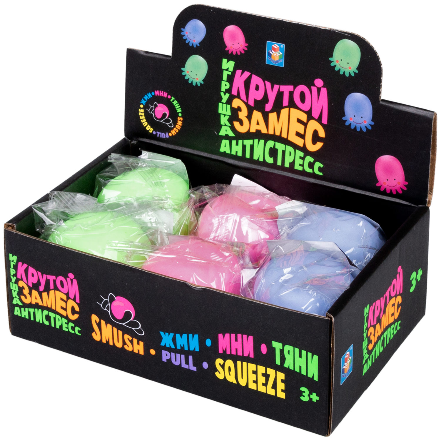 Антистресс-игрушка для рук 1TOY Крутой замес осьминог, 3 цвета в ассортименте