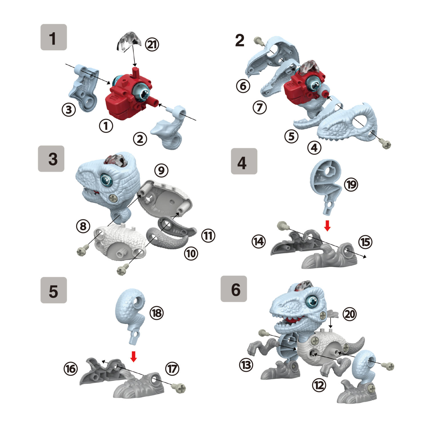 Интерактивная игрушка динозавр 1toy RoboLife Велоцираптор, детская, музыкальная, конструктор, робот, со световыми эффектами, для девочек и мальчиков