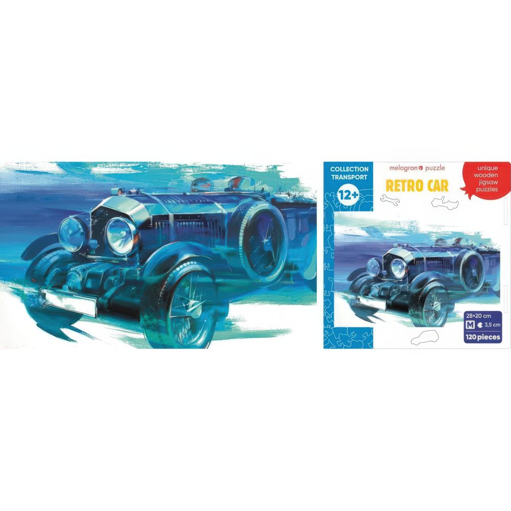 Деревянные пазлы Collection Transport Автомобить ретро, 120 деталей,  28х20 см