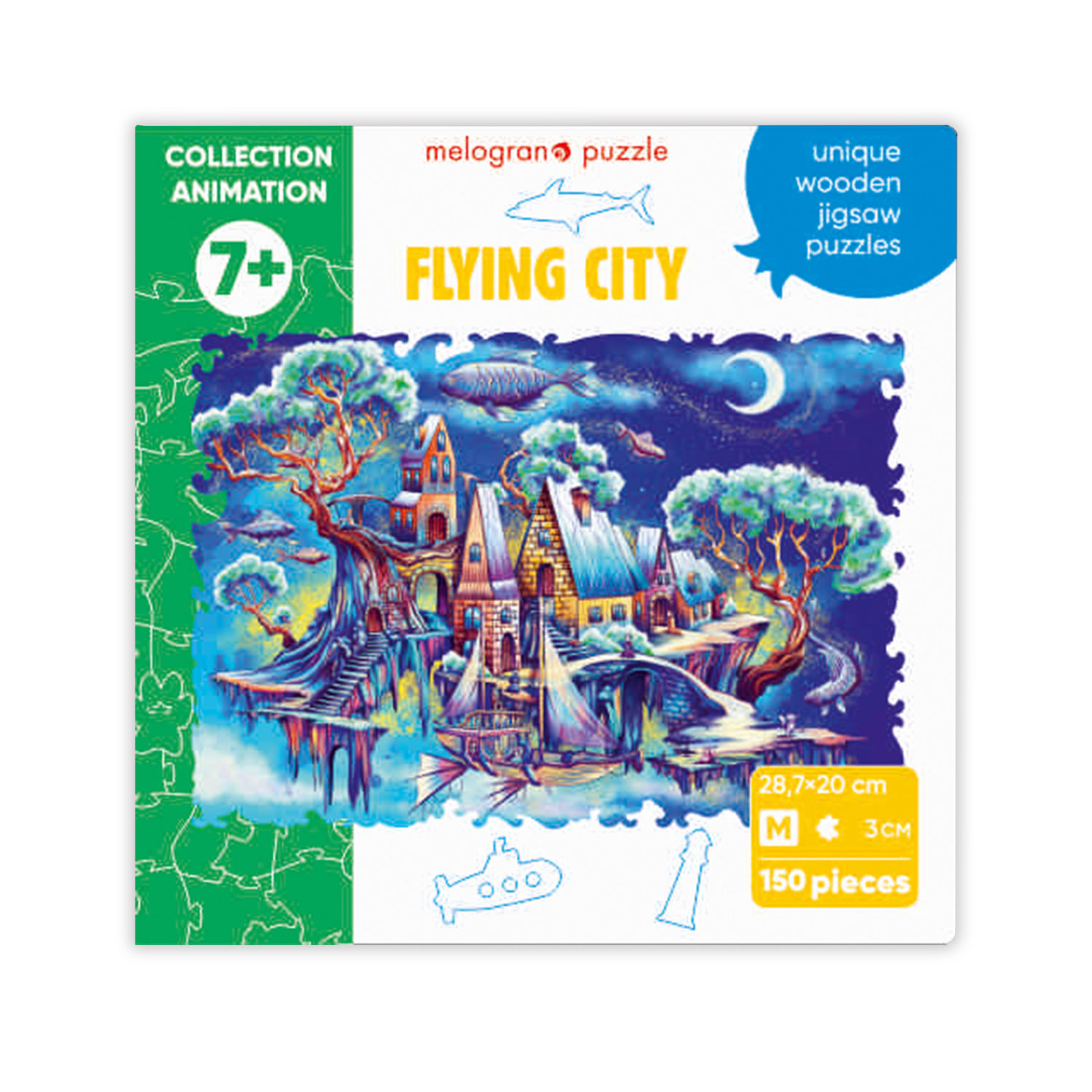 Деревянные пазлы Collection Animation Летающий город, 150 деталей, 28,7х20 см