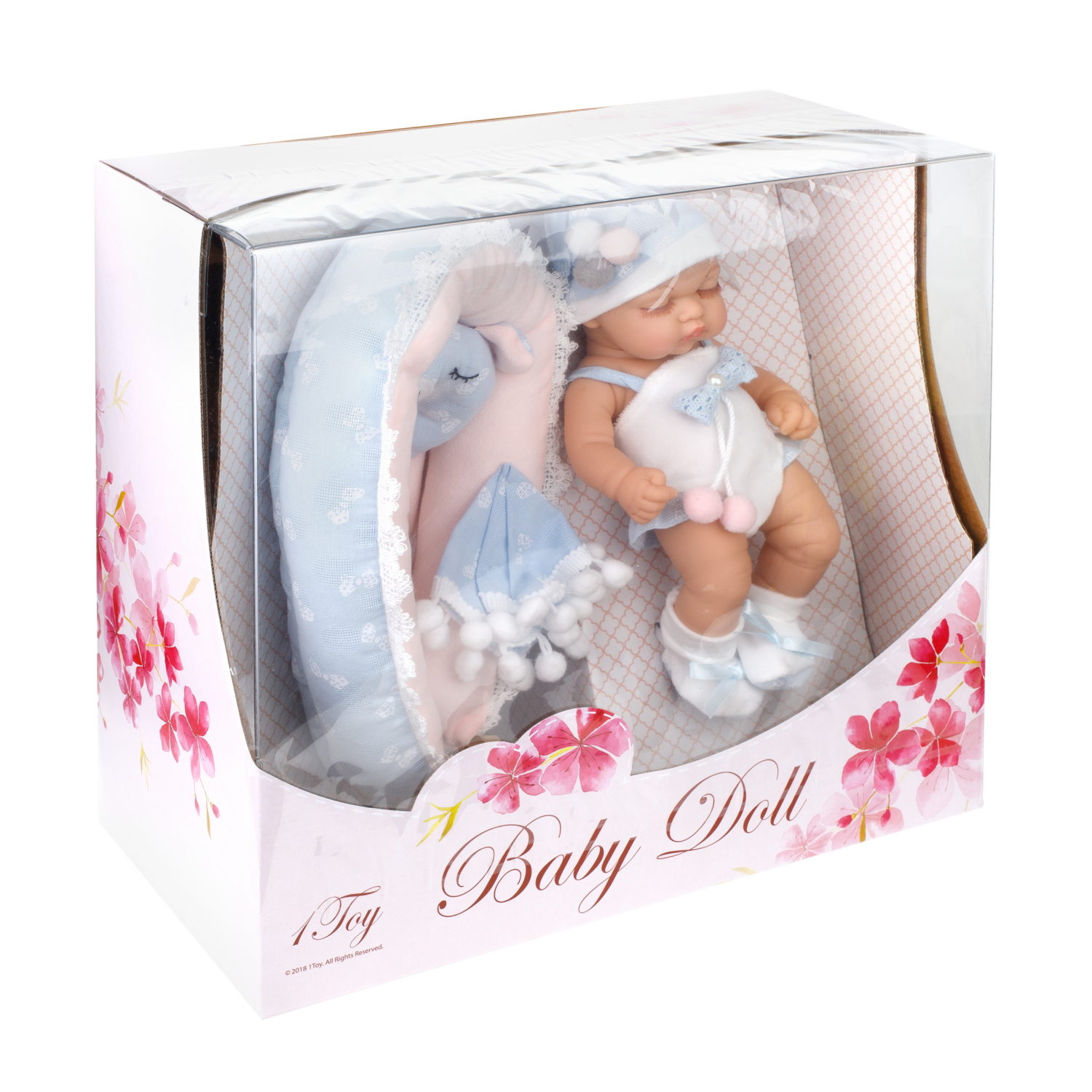 Пупс в люльке 25 см,с 1 предметом одежды и подушкой