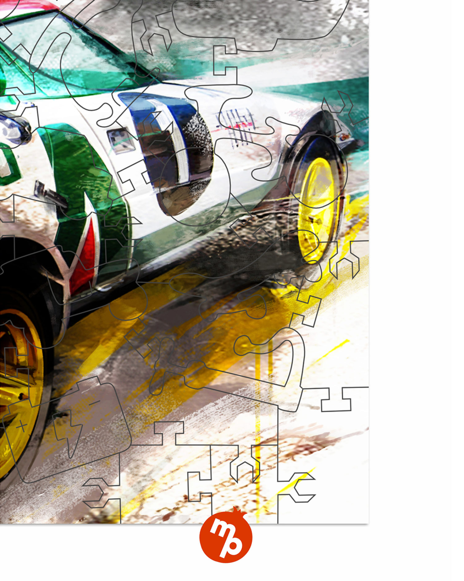 Деревянные пазлы Collection Transport Гоночный автомобиль белый, 80 деталей, 28х14 см