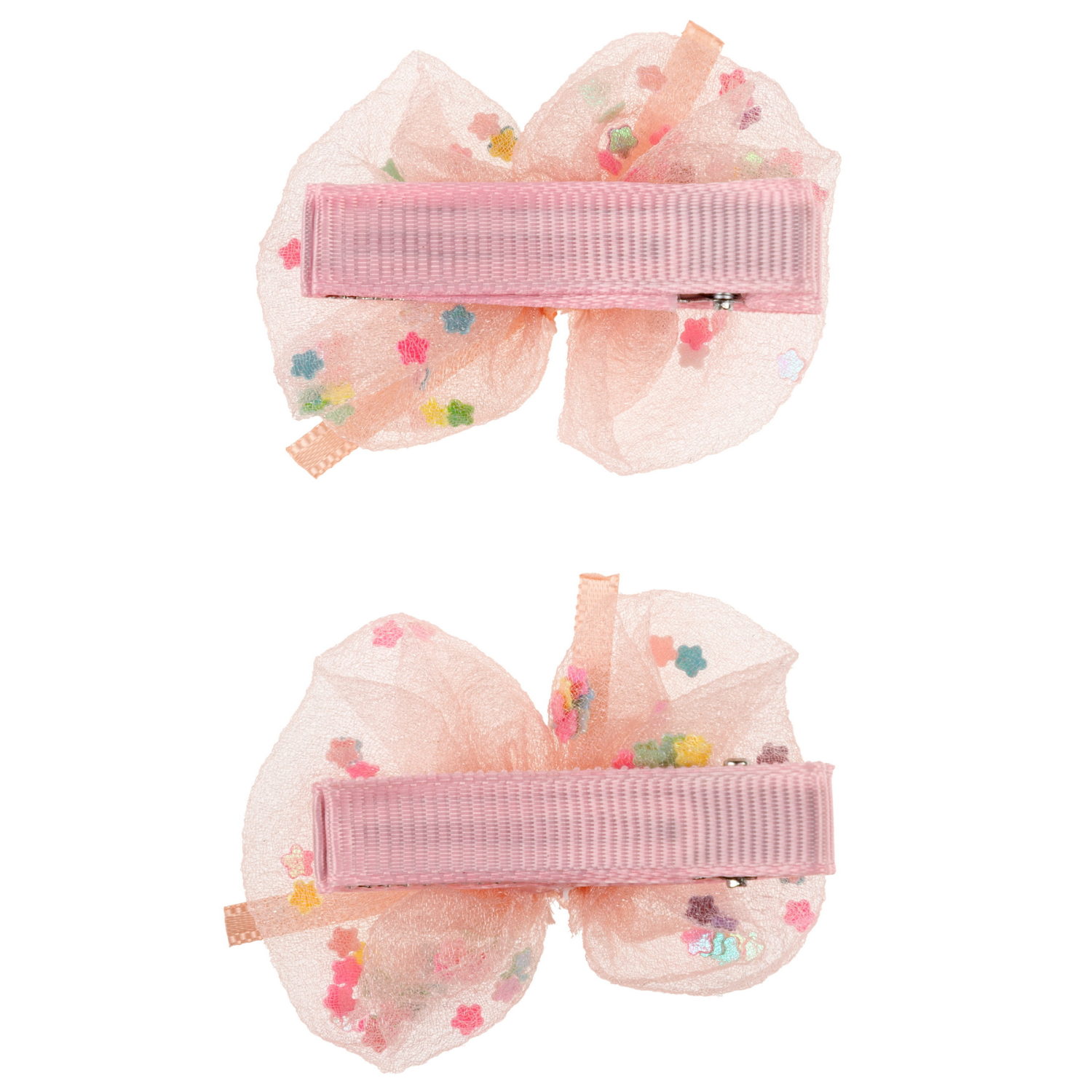 Заколки для волос Lukky Fashion Бантики с блестящей насыпкой, детские, для девочки, зажимы, 4 цвета в ассортименте, набор 2 шт.