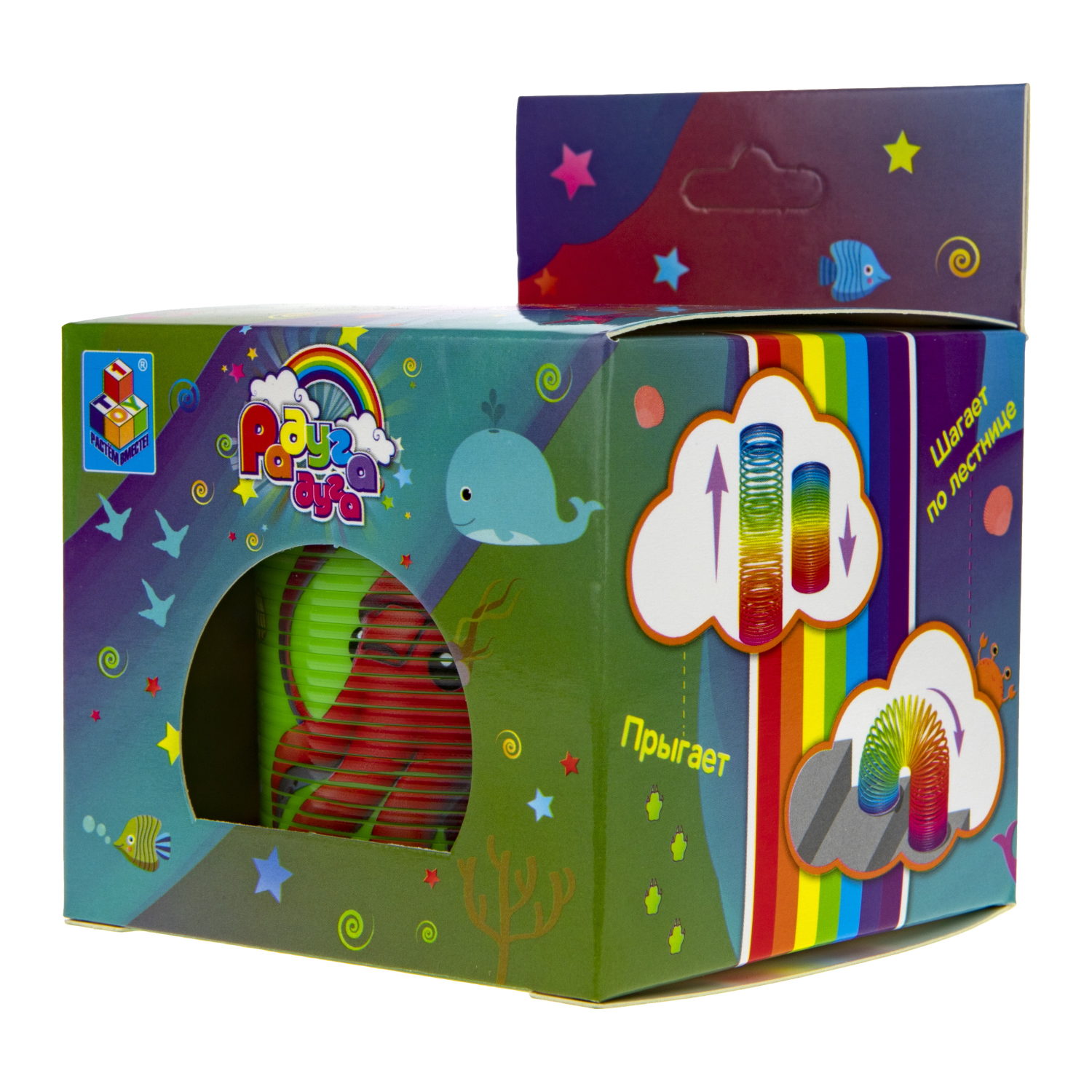 1TOY пружинка Радуга-Дуга морские обитатели, 4 вида в ассортименте