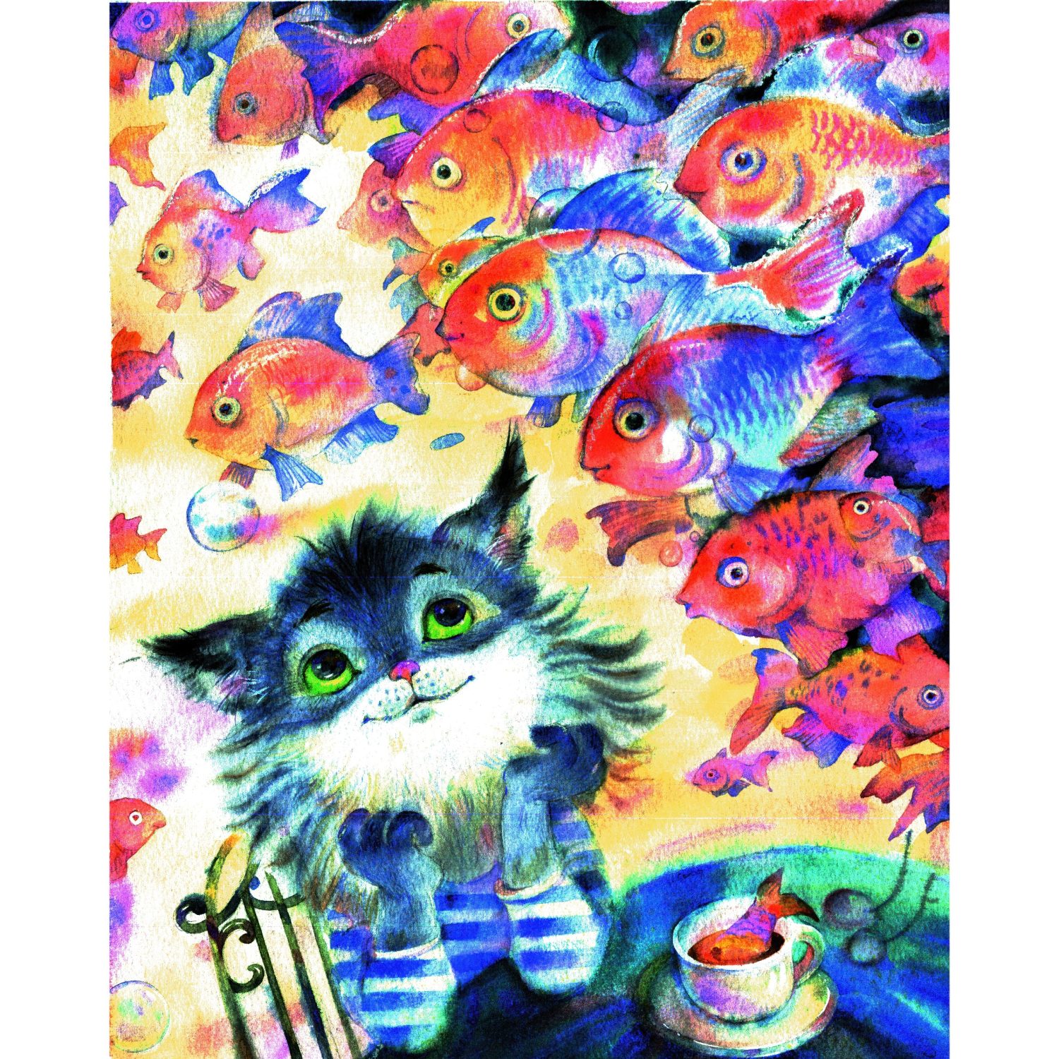 Пазлы Collection Animation Кот и рыбки, 80 деталей