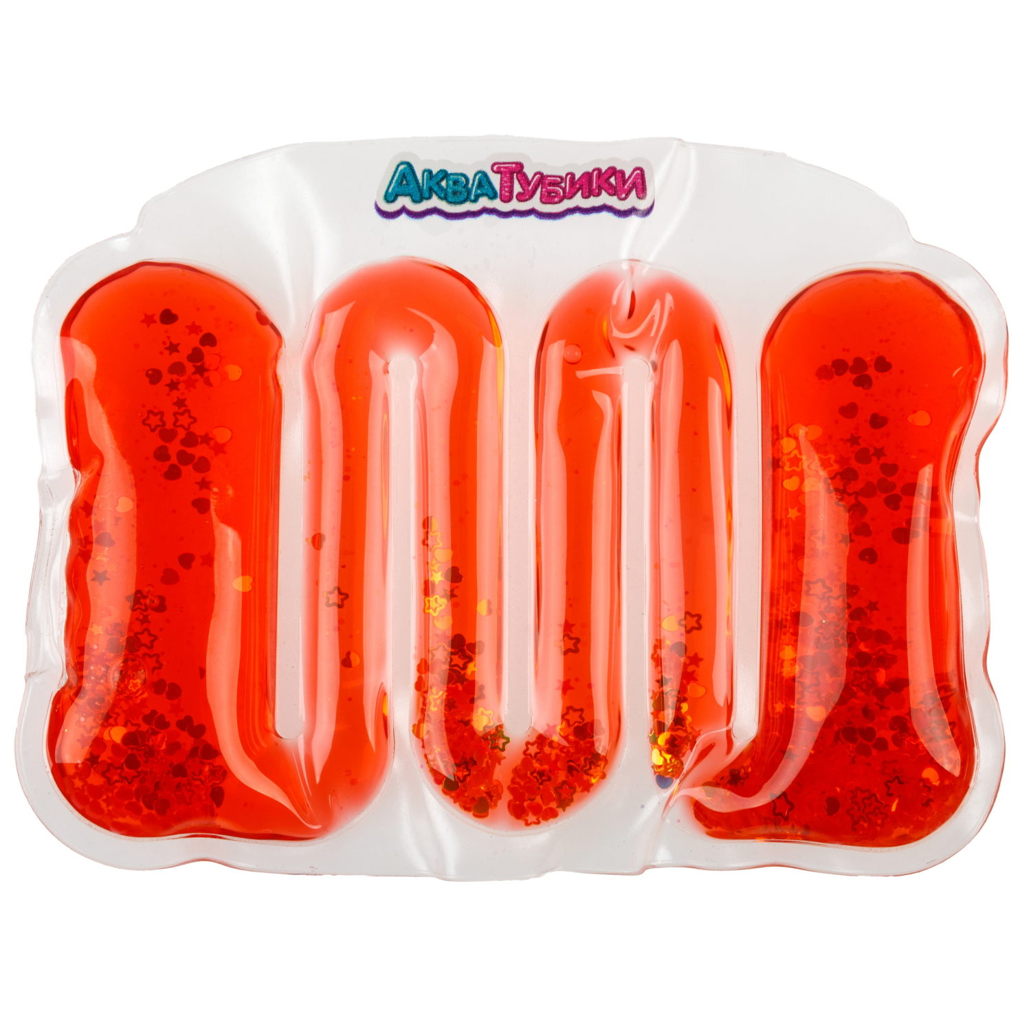 Акватубики переливайка 1TOY «Конфетти» скользун с водой внутри, антистресс для рук, жмякалка, 4 цвета в ассортименте