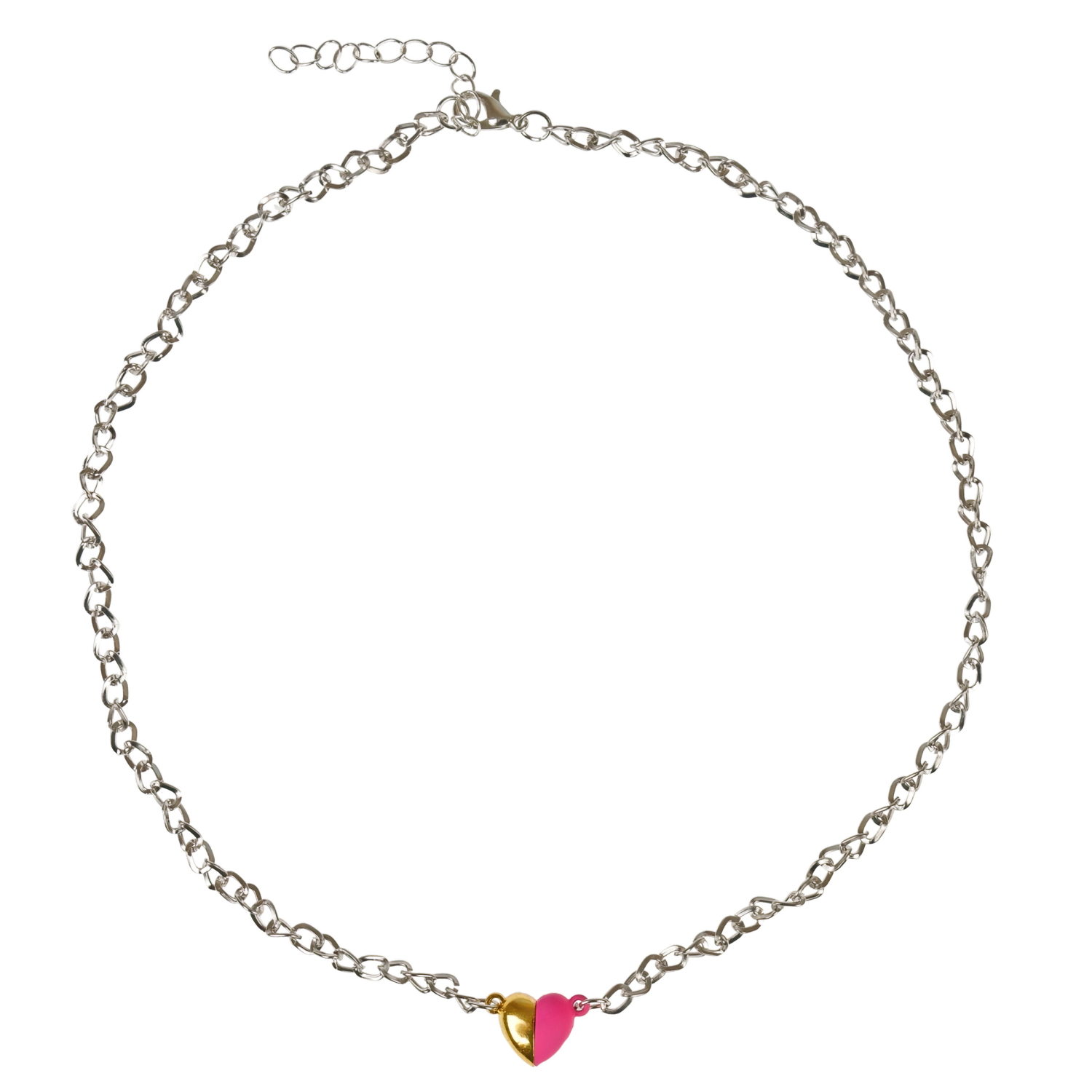 Lukky Fashion цепочка с подвесками-половинками сердца на магните: золотая-розовая