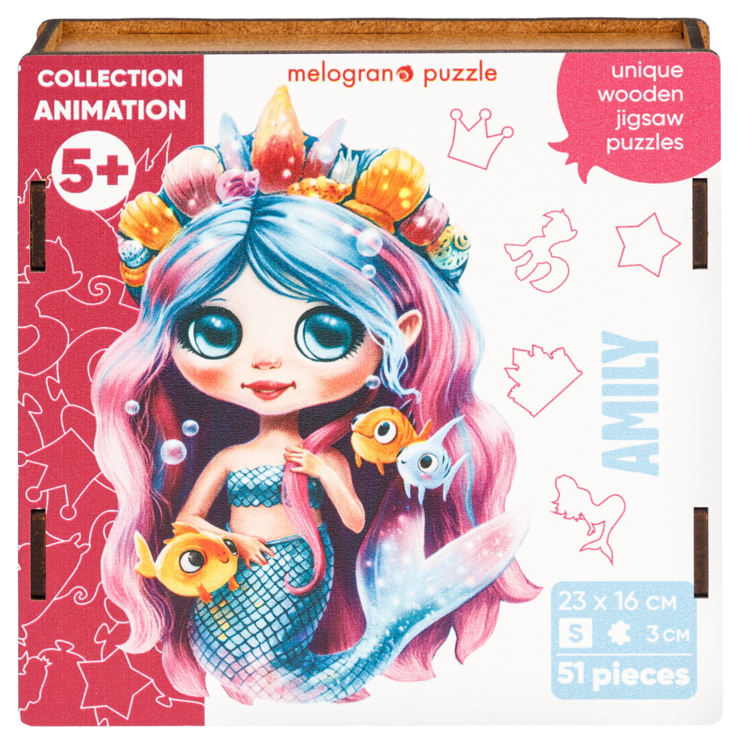 Деревянные пазлы Collection Animals Русалочка Эмили, 50 деталей