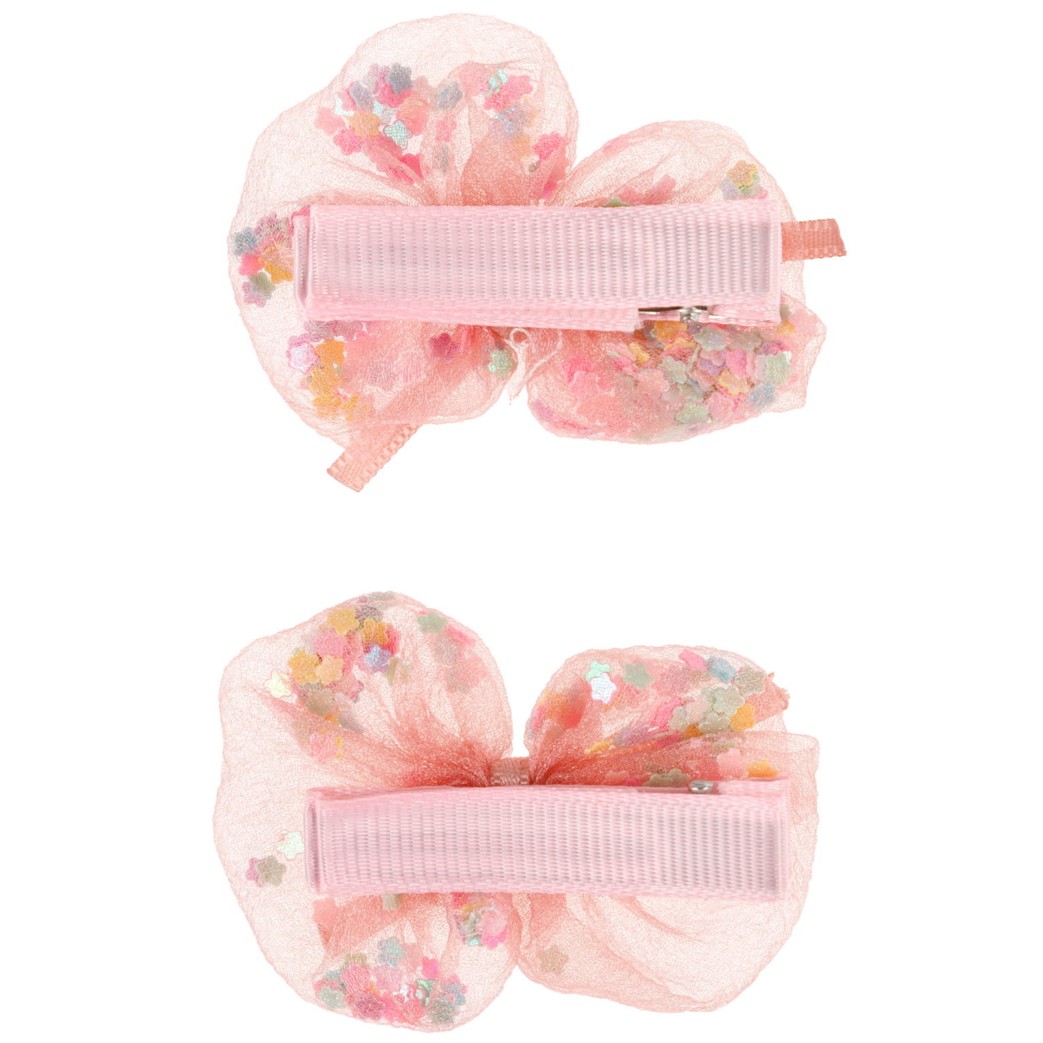 Заколки для волос Lukky Fashion Бантики с блестящей насыпкой, детские, для девочки, зажимы, 4 цвета в ассортименте, набор 2 шт.