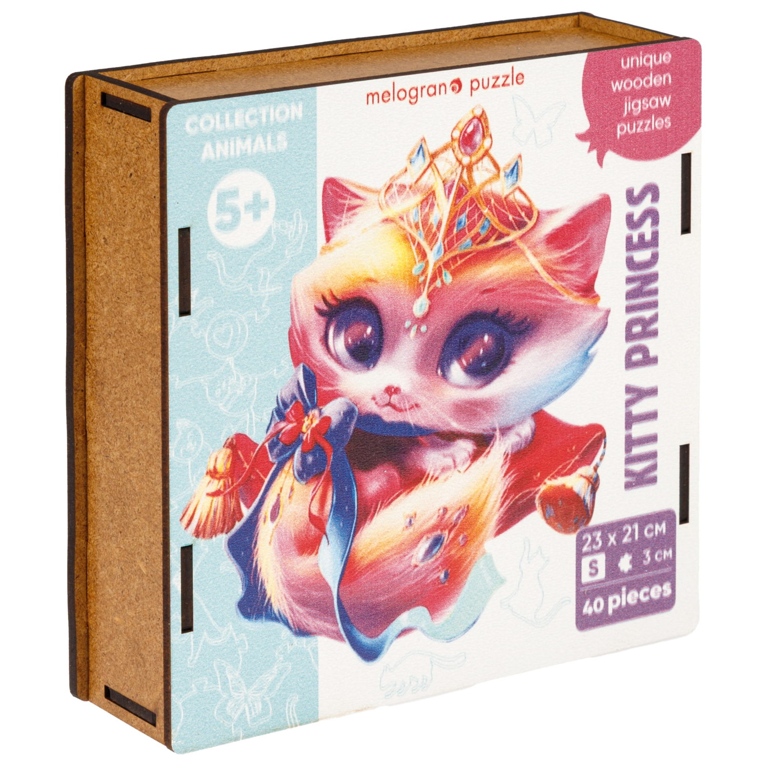 Деревянные пазлы Collection Animals Кошечка принцесса, 40 деталей