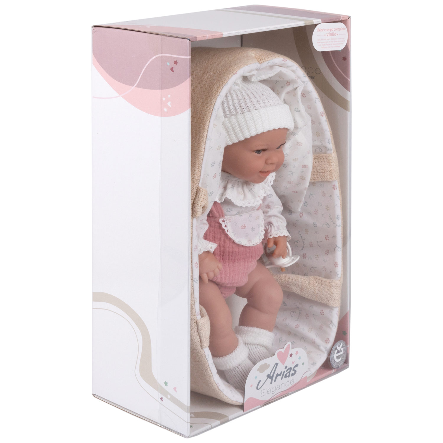 Испанская кукла для девочки reborn пупс Arias виниловая, силиконовая, с люлькой, 33 см