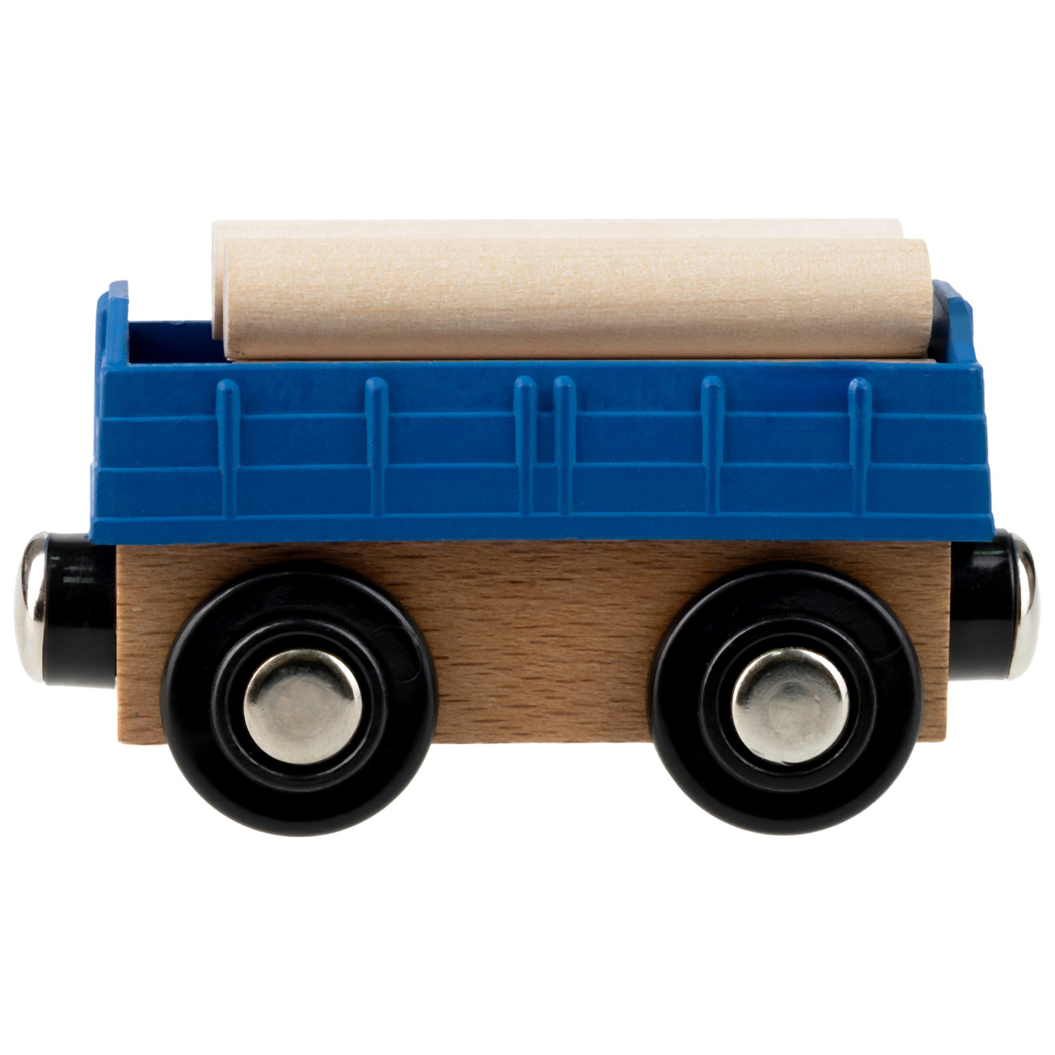 1TOY Goodok наб. ж/д базовый "В добрый путь!" с синим дерев.грузовым локомотивом с вагоном с 3 бревнами,16 дет.,кор.
