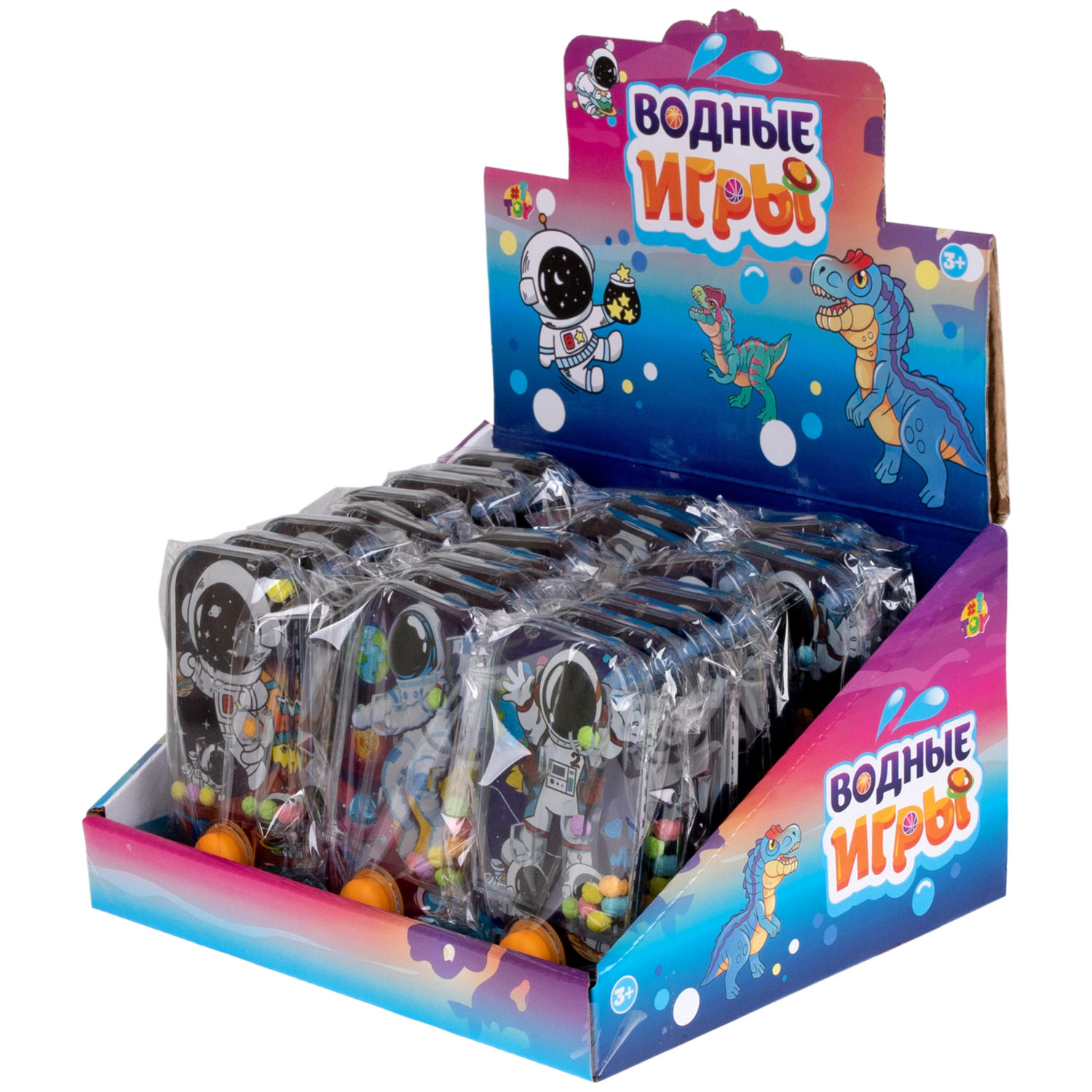 1TOY Игра с водой забрось мячики космос, 3 вида в ассортименте