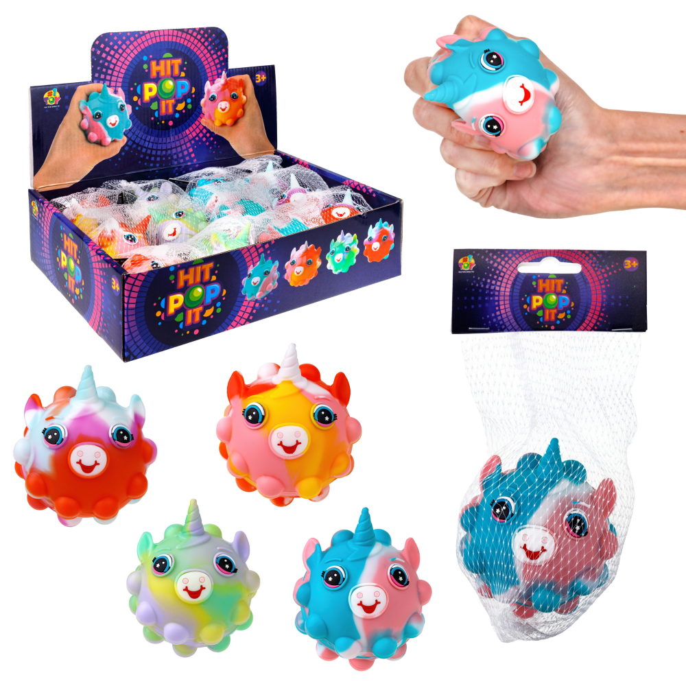 1TOY Жмяка Hit Pop It "Единорог" 7 см, 4 вида в ассортименте
