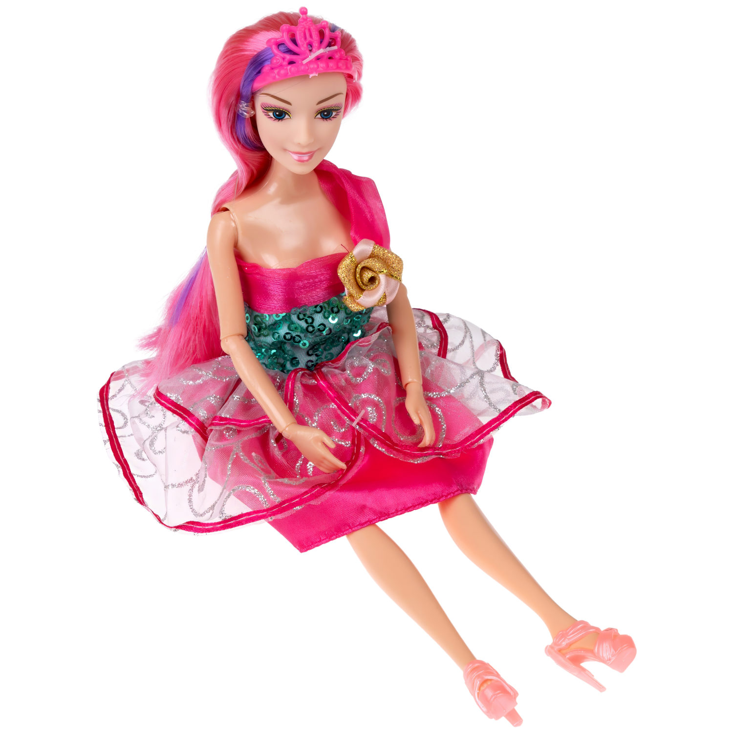 Кукла Alisa Fairy Фея с фиолетовой прядью, крыльями, цветами и щенком, 29 см