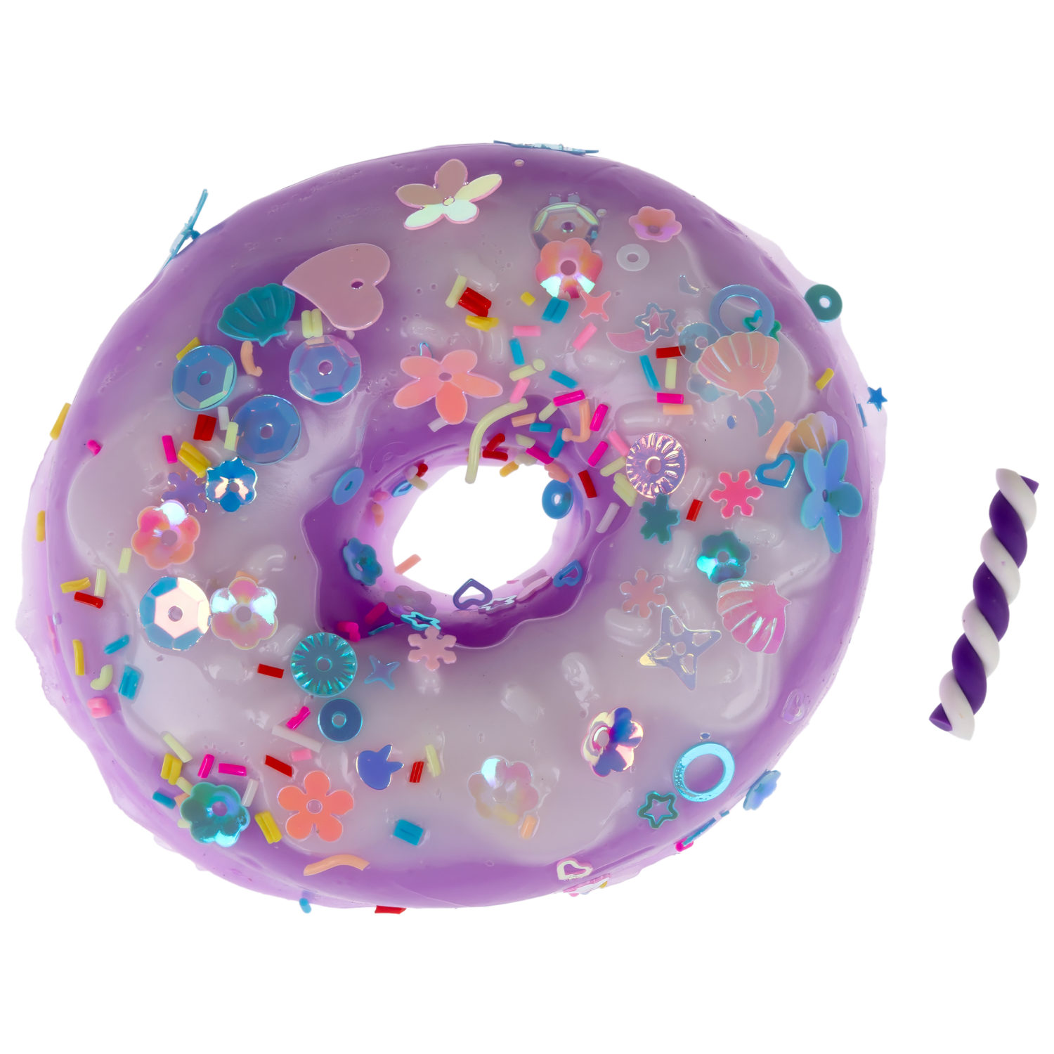 Игрушка-антистресс 1TOY Крутой замес «Няшка-вкусняшка», «Пончик с посыпкой», с колокольчиком, фиолетовый