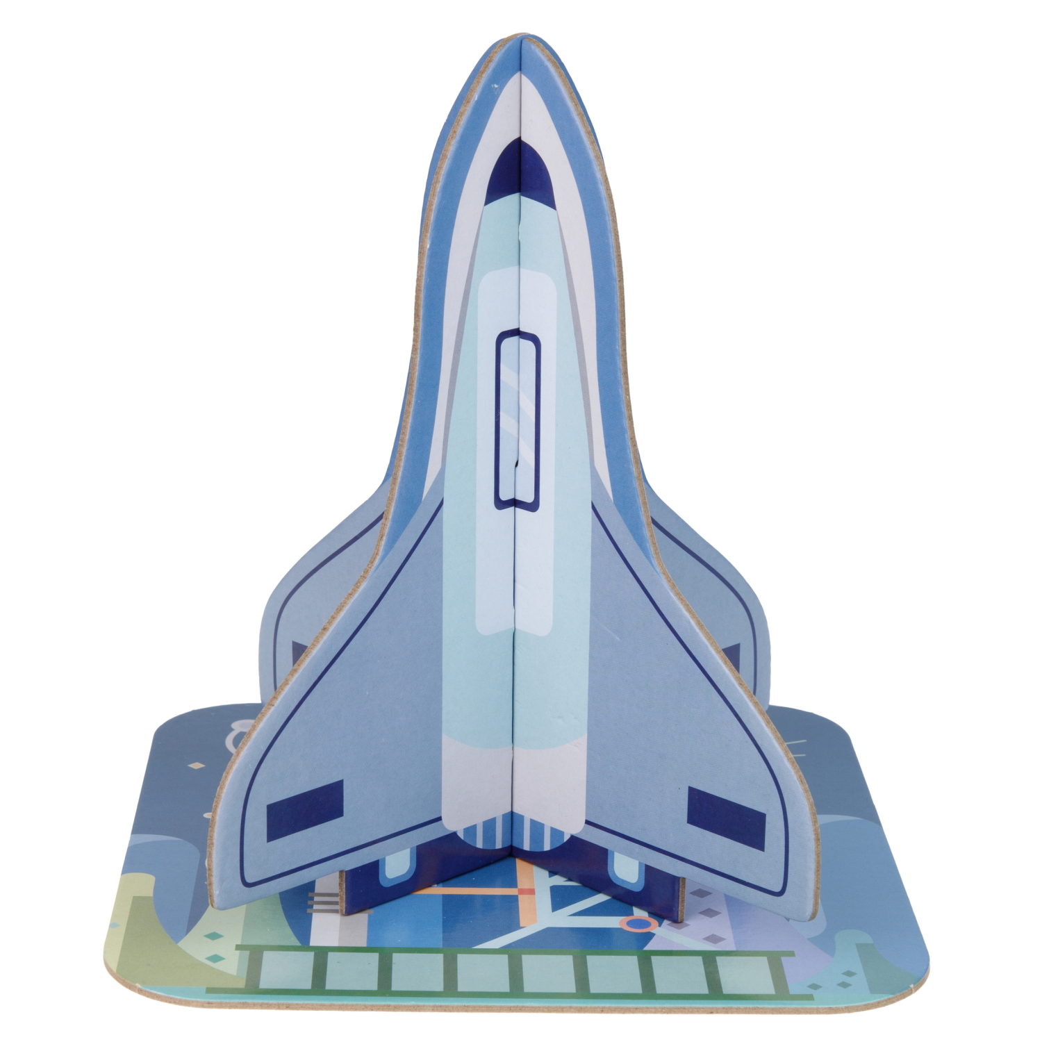 Деревянная железная дорога 1TOY GOODOK "Космопорт" с электропоездом и аксессуарами, 89 деталей