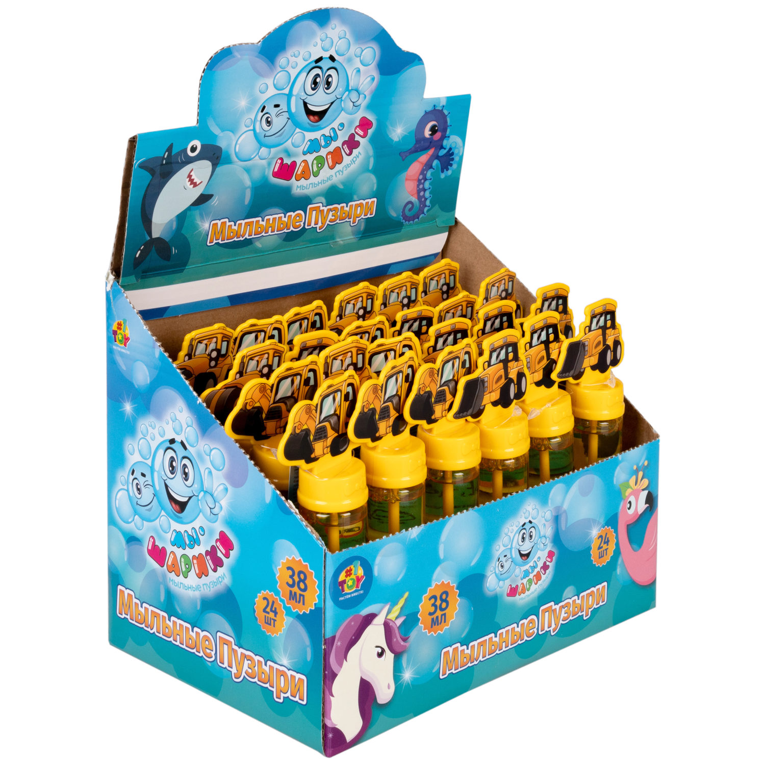 Мыльные пузыри 1TOY Мы-шарики! Машинка экскаватор, 38 мл, в ассортименте