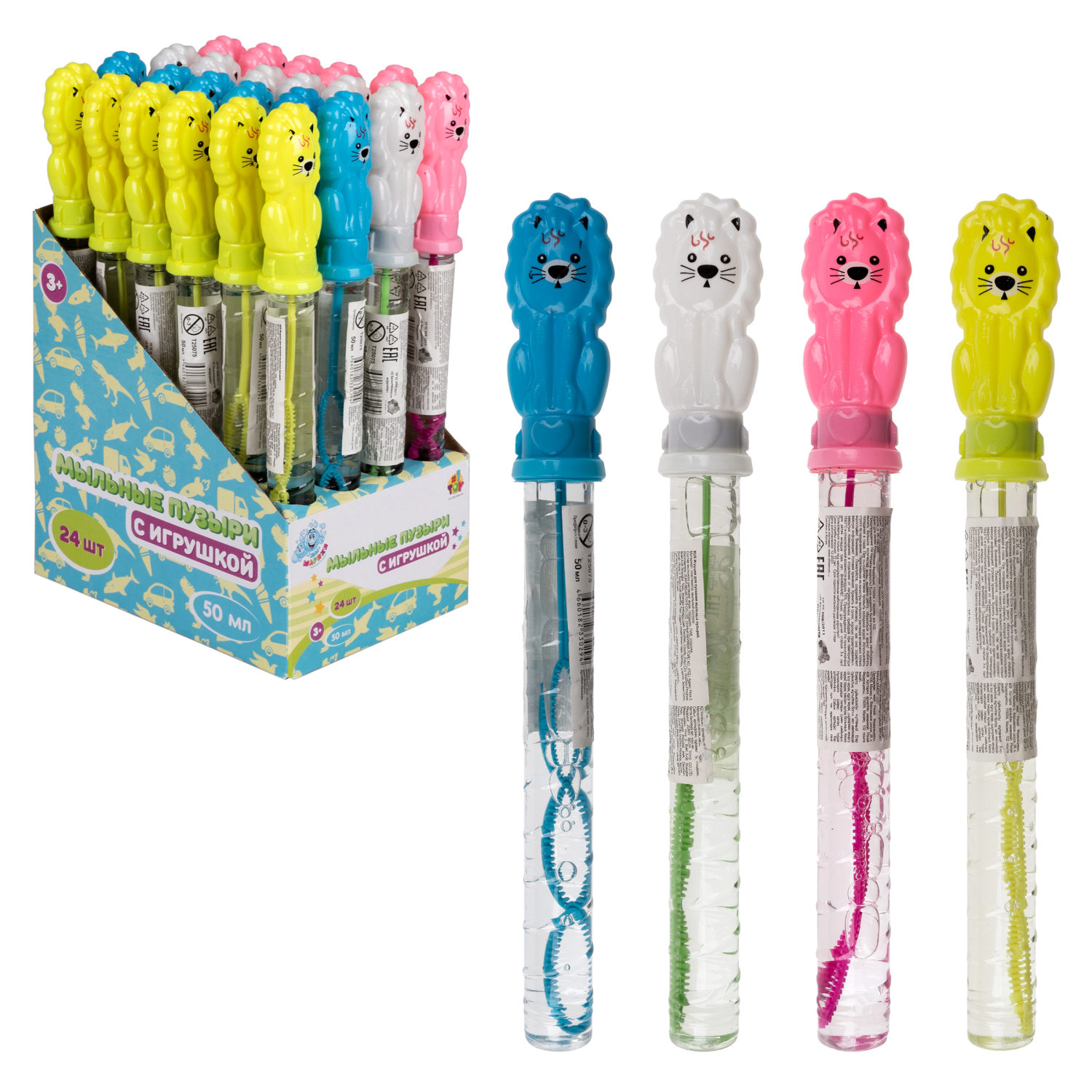 Мыльные пузыри Мы-шарики! 1TOY с игрушкой Лев, 50 мл