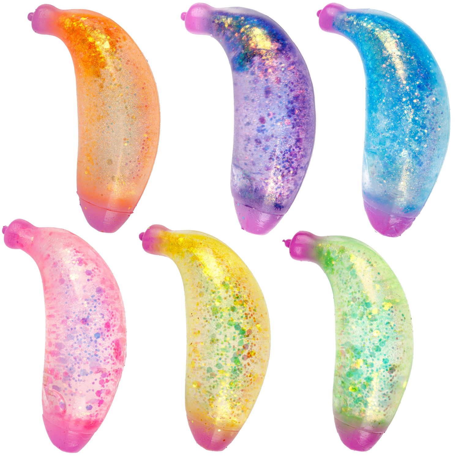 Антистресс-игрушка для рук 1TOY Крутой замес Супергель Банан с блестками, 11 см, 6 цветов в ассортименте