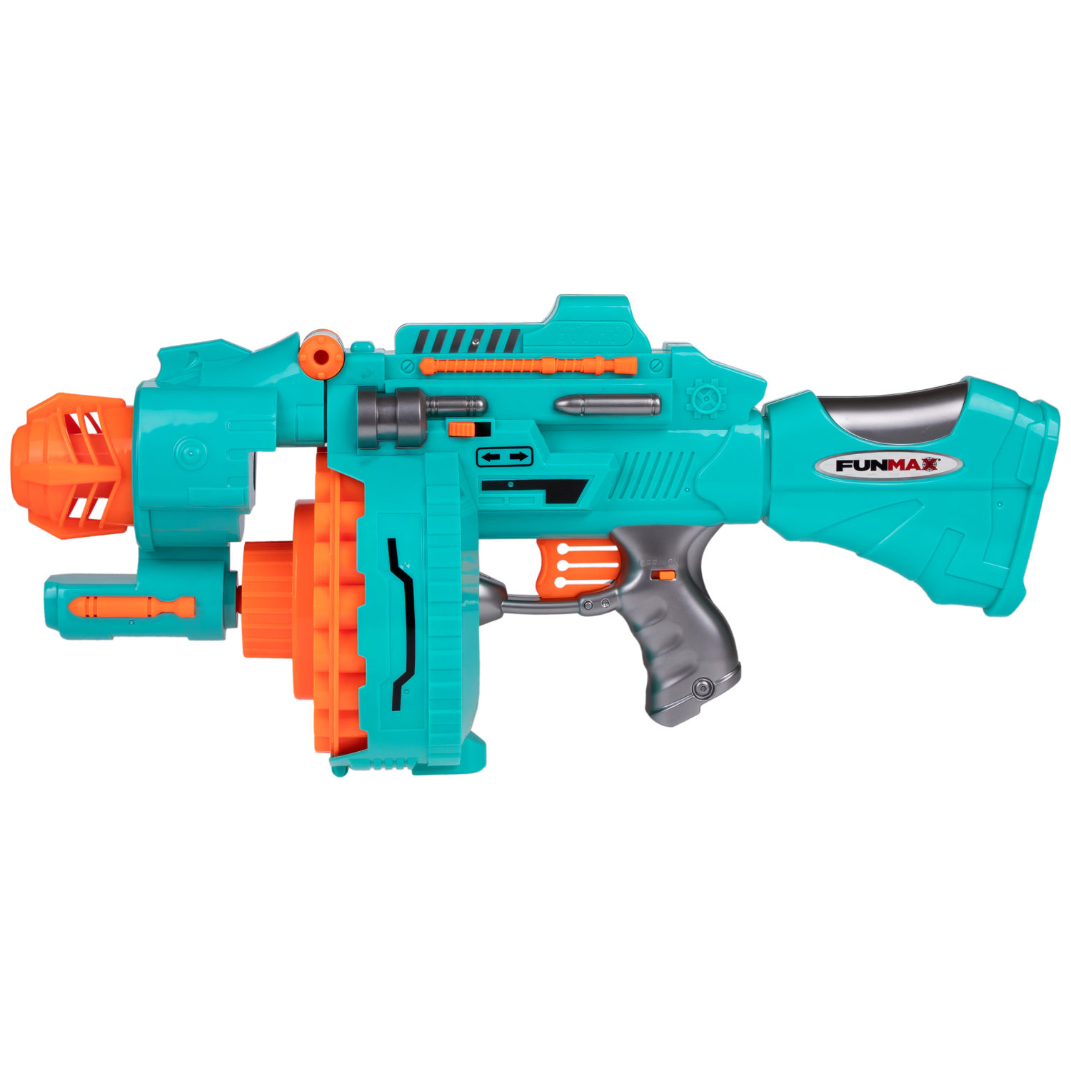 1toy Funmax "A72" бластер электрический, барабан на 20 выстрелов, 40 снарядов с присосками