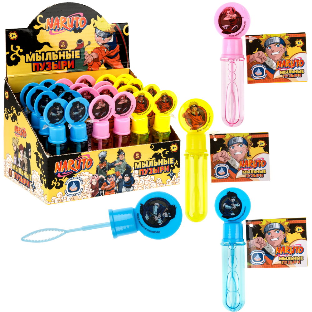 Мыльные пузыри нелопающиеся "Наруто" с кругляшом на крышке, 10 мл