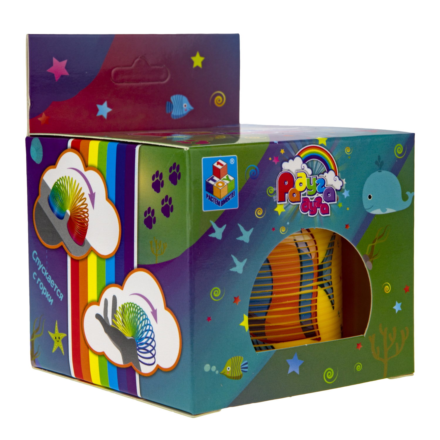 1TOY пружинка Радуга-Дуга морские обитатели, 4 вида в ассортименте