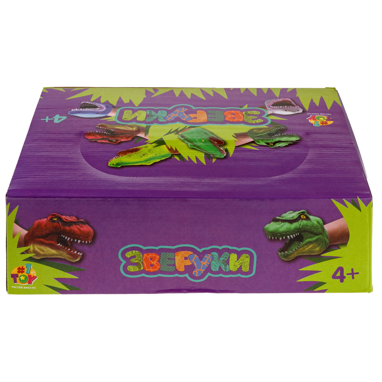 1toy Зверуки большие на руку, 6 видов, 12 шт в д/б