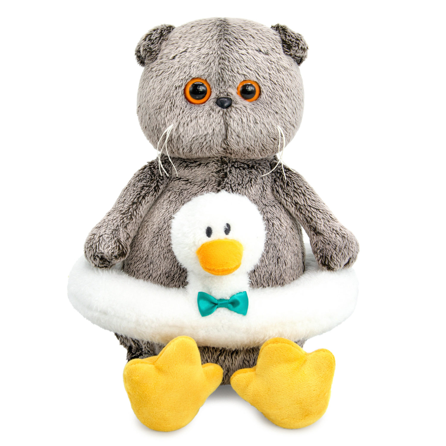 Мягкая игрушка Кот Басик в плавательном круге "Гусик", 25 см