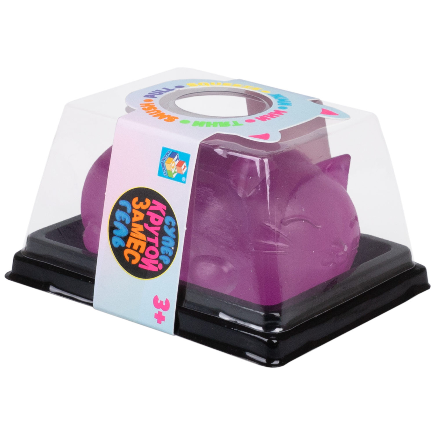 Антистресс-игрушка для рук 1TOY Крутой замес Супергель котик 4 цвета в ассортименте, 6*7,7 см